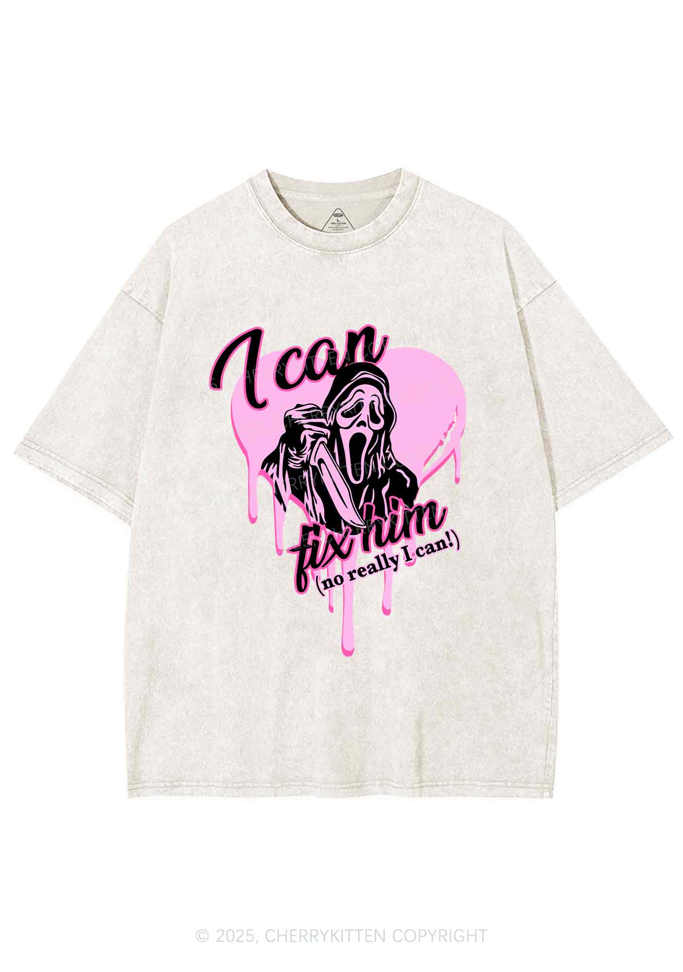 Halloween Ghost Fix Him Y2K Washed Tee Cherrykitten