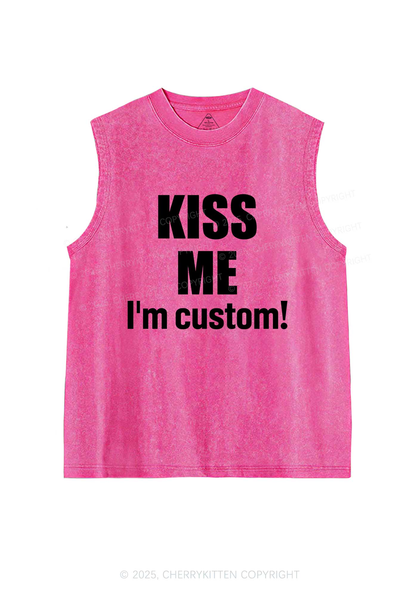 Kiss Me Im Custom Y2K Washed Muscle Tank Cherrykitten