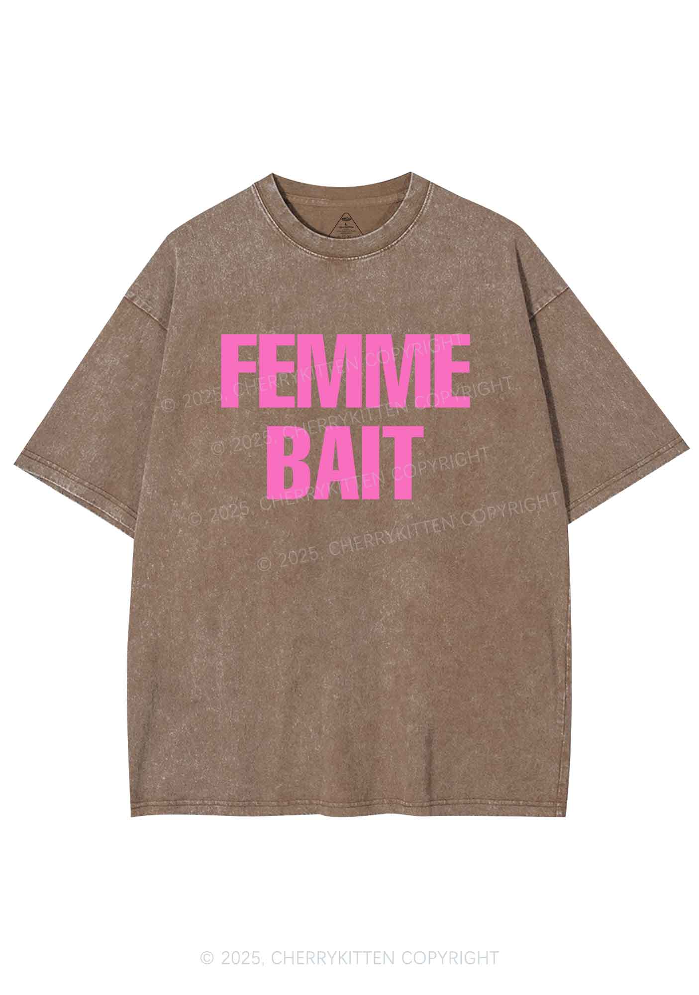 Femme Bait Y2K Shirts Washed Tee Cherrykitten