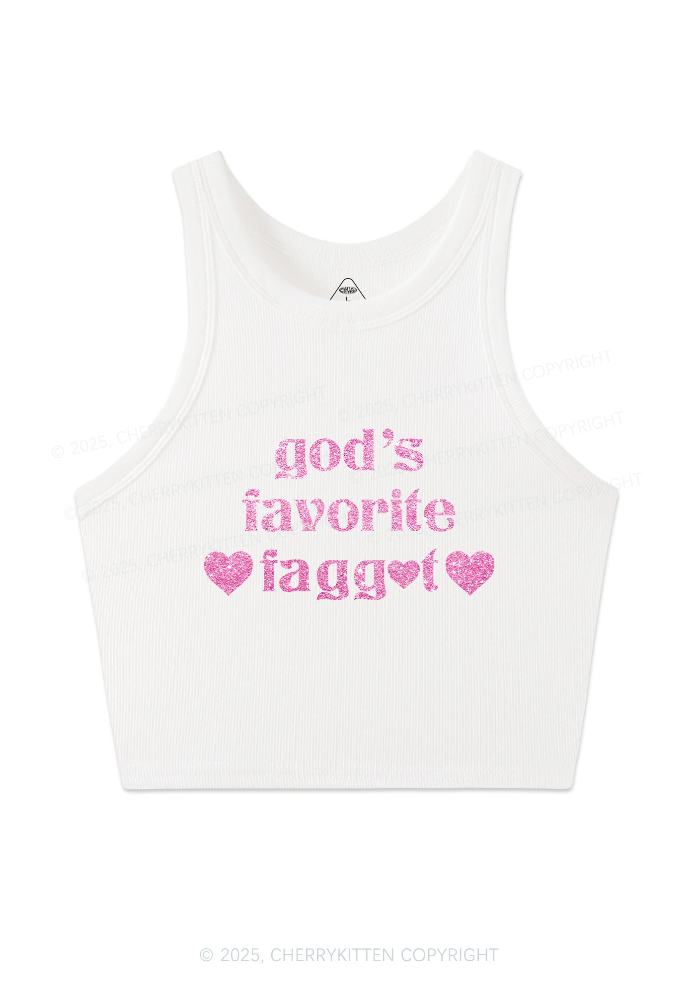 Glitter Gods Favorite Faggot Pride Y2K Crop Tank Top Cherrykitten