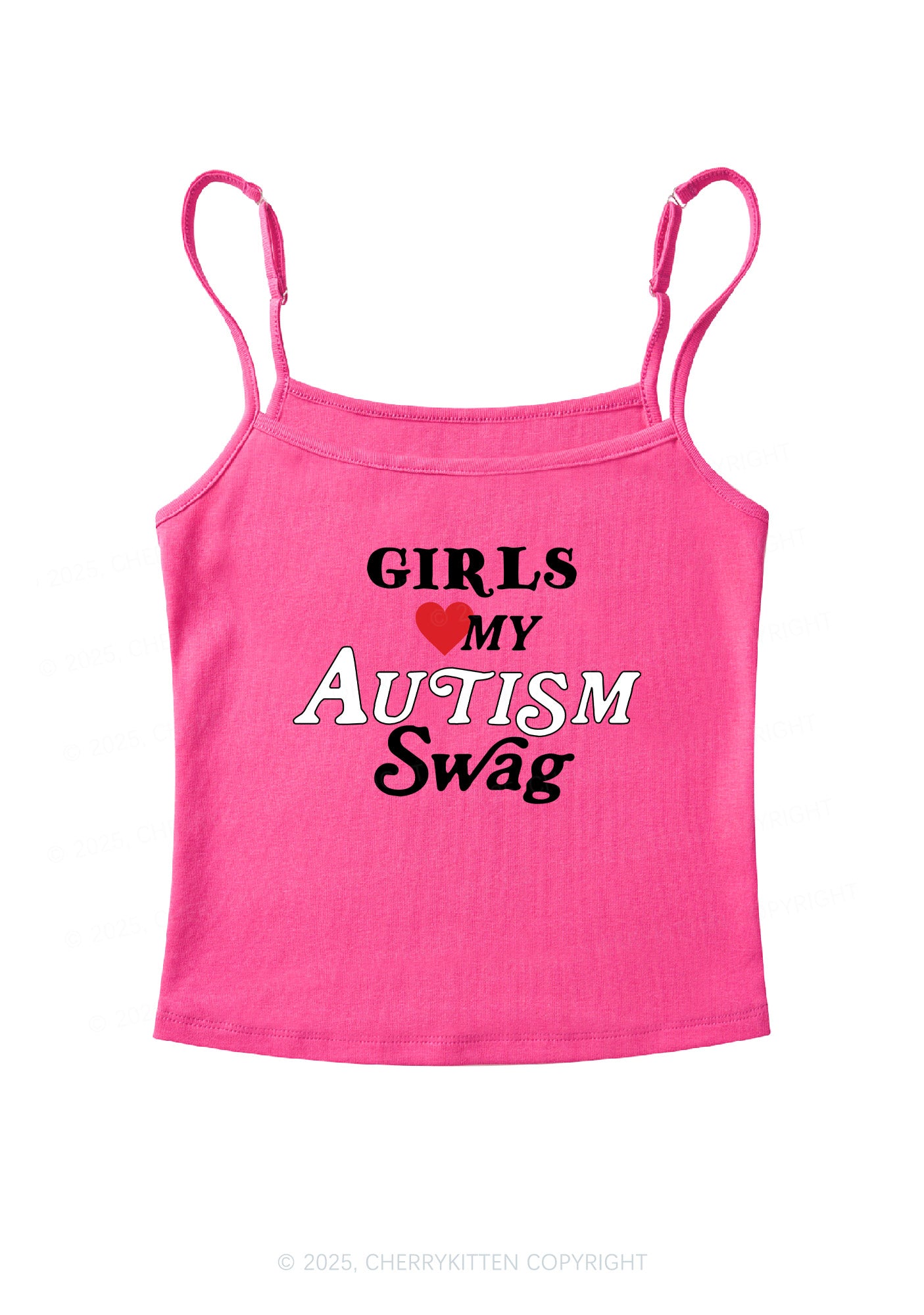 Girls Love Autism Swag Y2K Spaghetti Strap Cami Cherrykitten