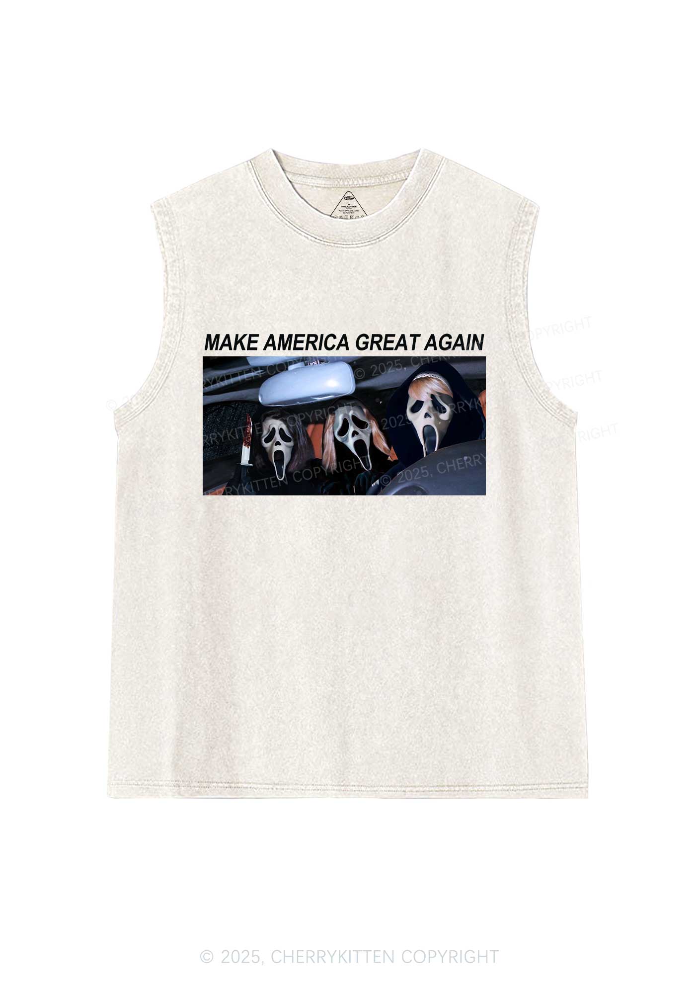 Halloween Ghost Make America Great Again Y2K Washed Muscle Tank Cherrykitten