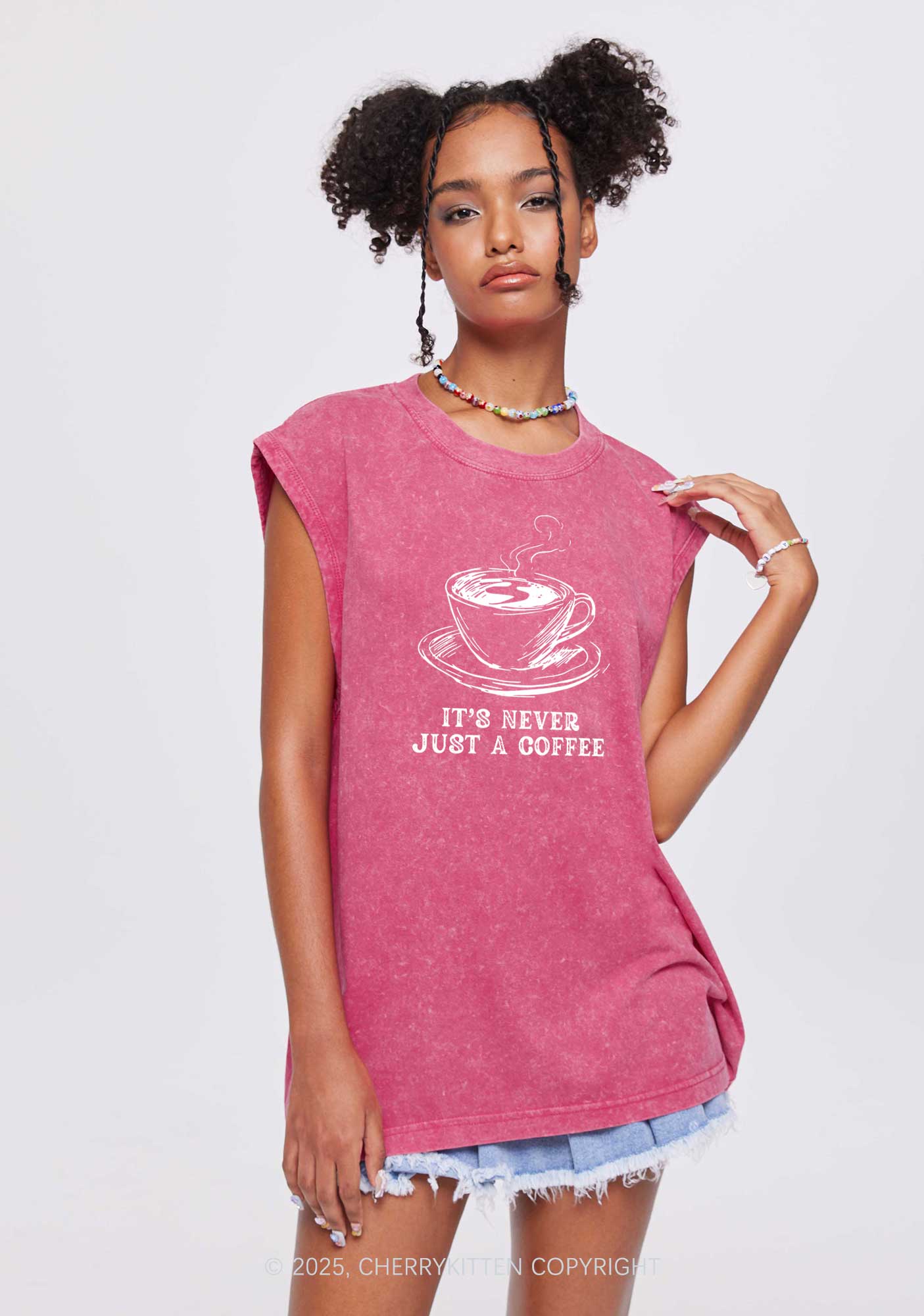 Its Never Just Coffee Pride Y2K Washed Muscle Tank Cherrykitten