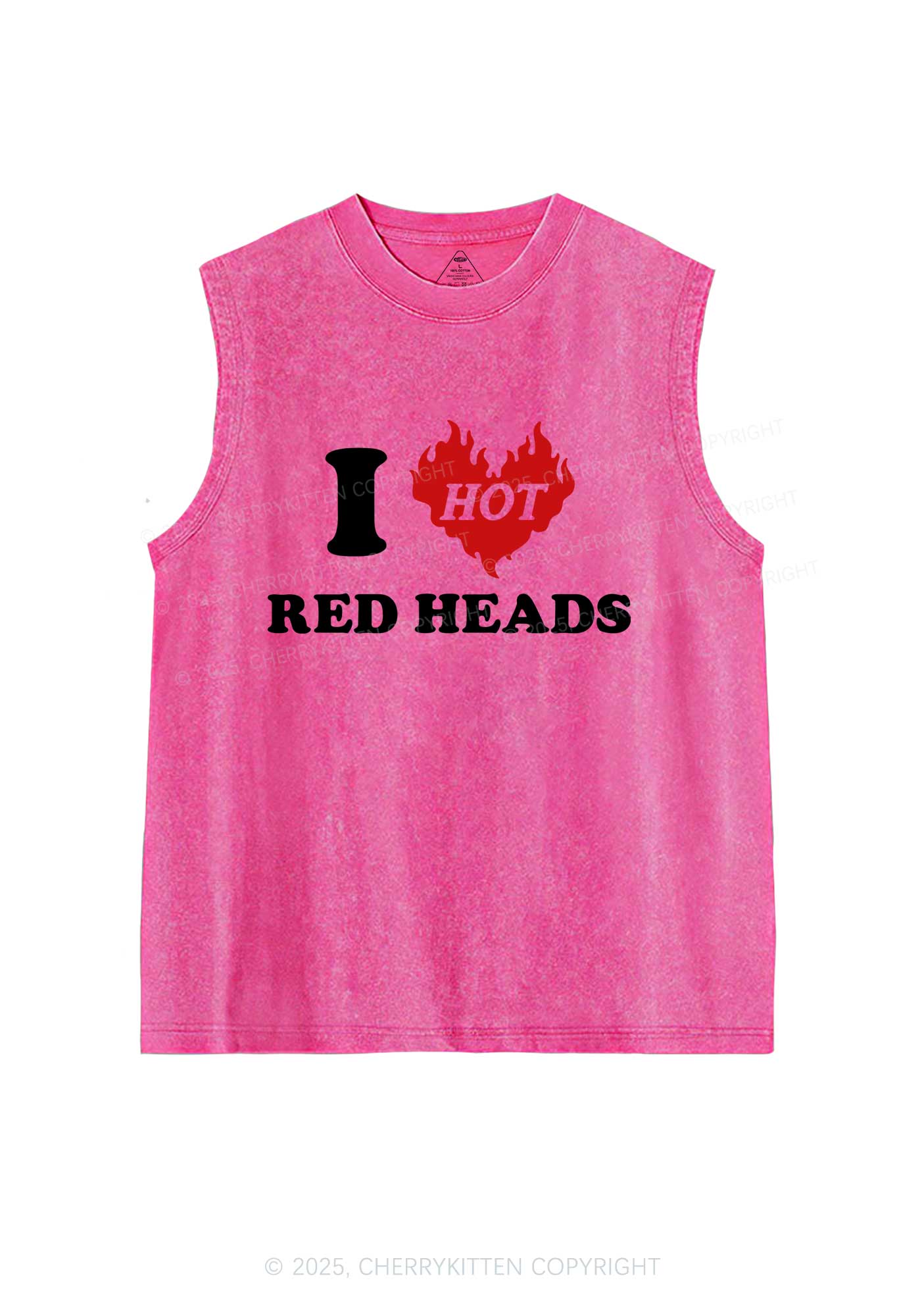 I Love Hot Red Heads Y2K Washed Muscle Tank Cherrykitten