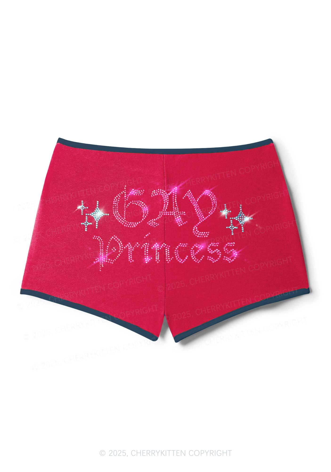 Rhinestone Gay Princess Pride Y2K Booty Shorts Cherrykitten