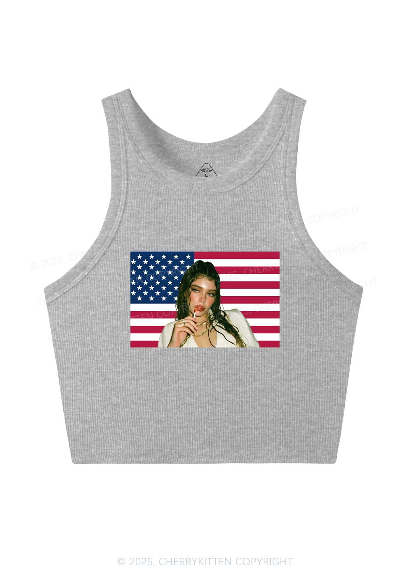 Custom Portrait Flag Y2K Crop Tank Top Cherrykitten