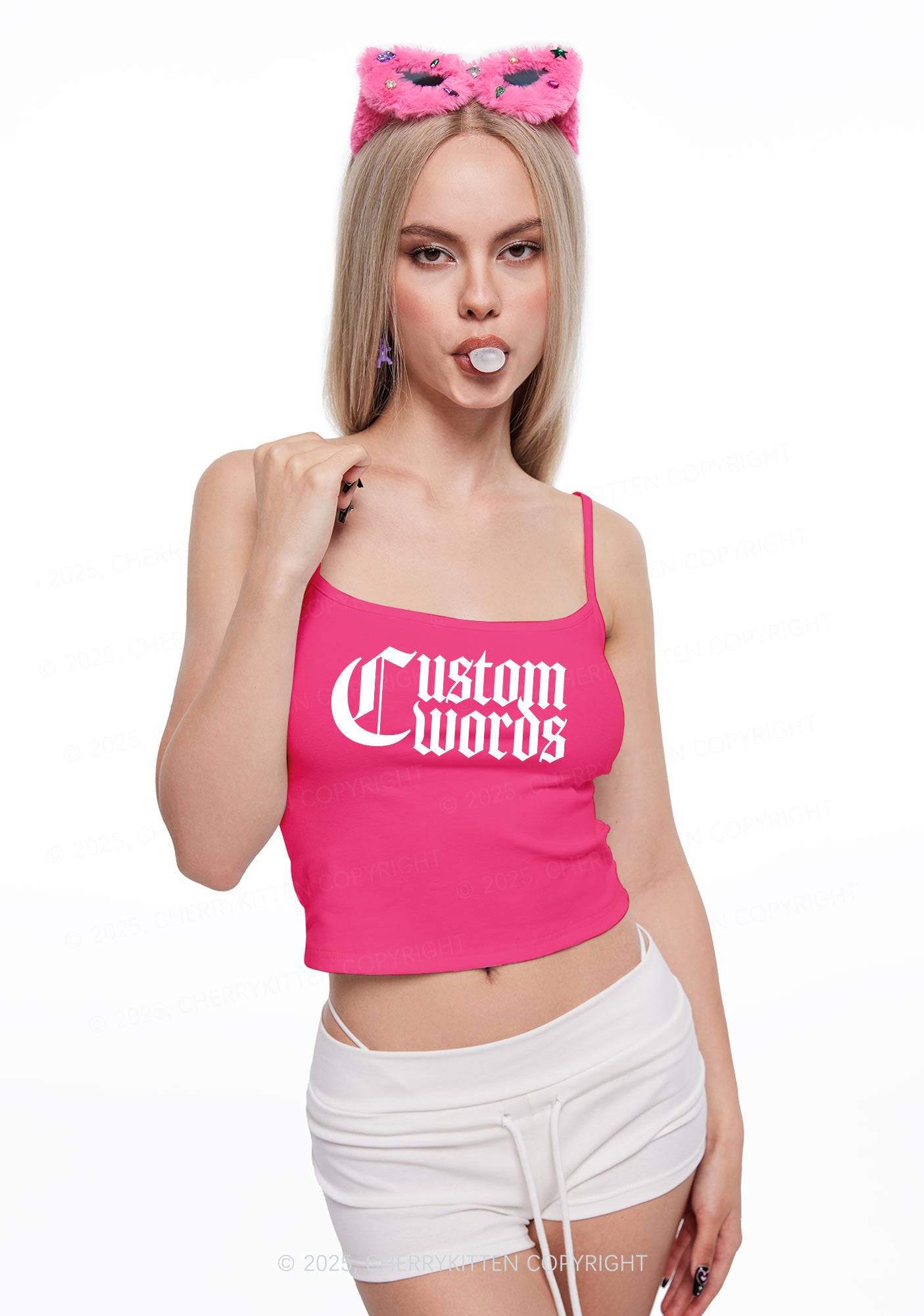 Custom Text Gothic Font Y2K Spaghetti Strap Cami Cherrykitten
