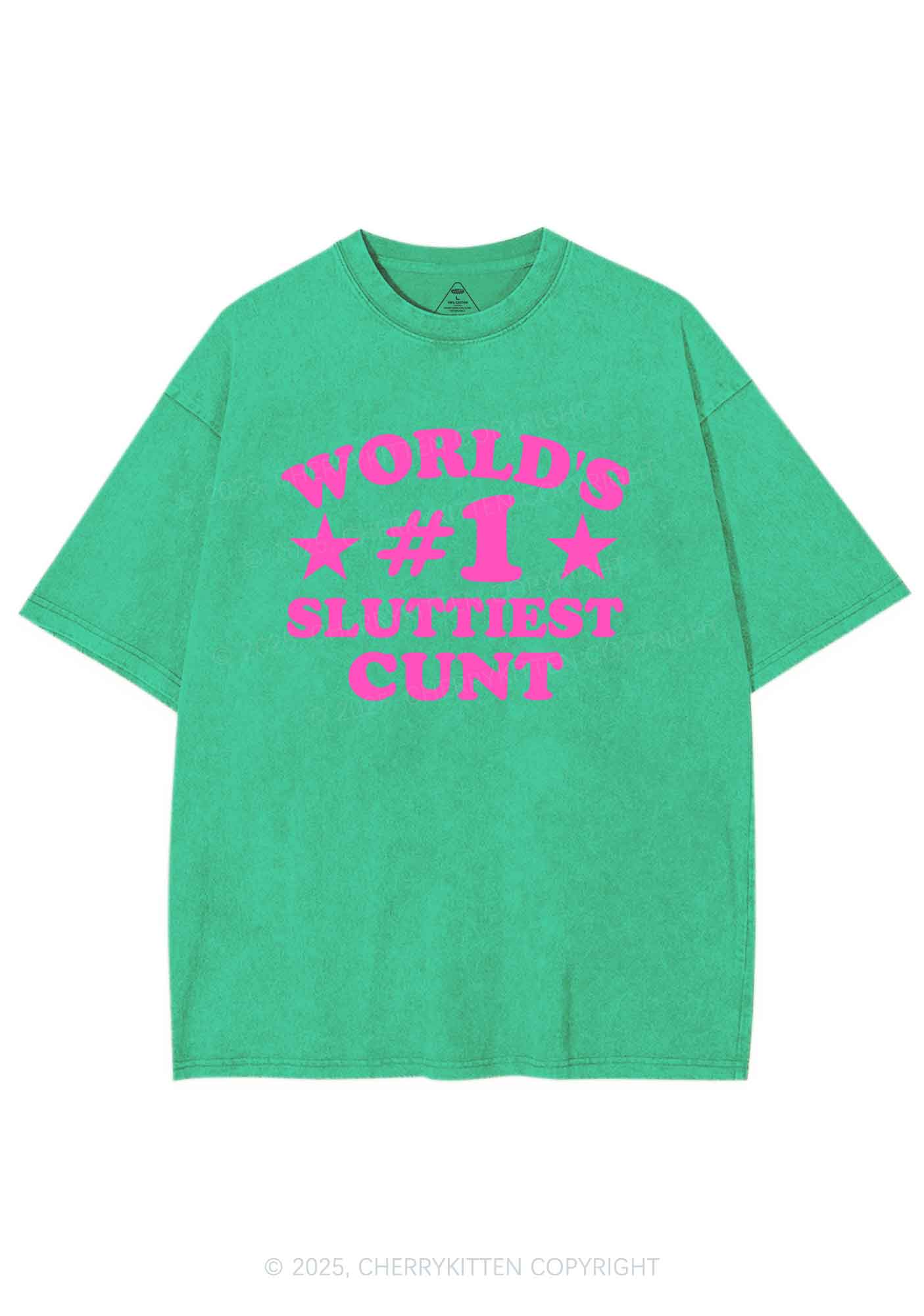 Worlds First Slxttiest Cxxt Y2K Shirts Washed Tee Cherrykitten
