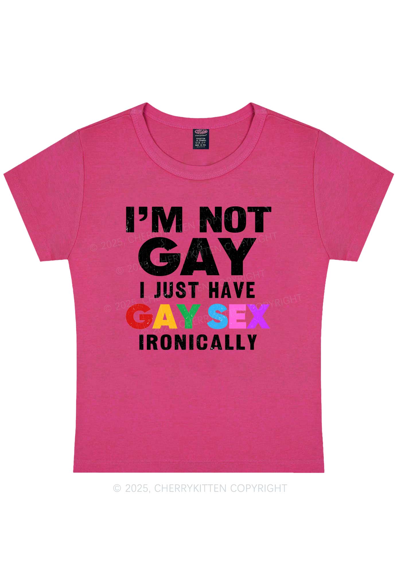 Gay Sx Ironically Pride Y2K Baby Tee Cherrykitten