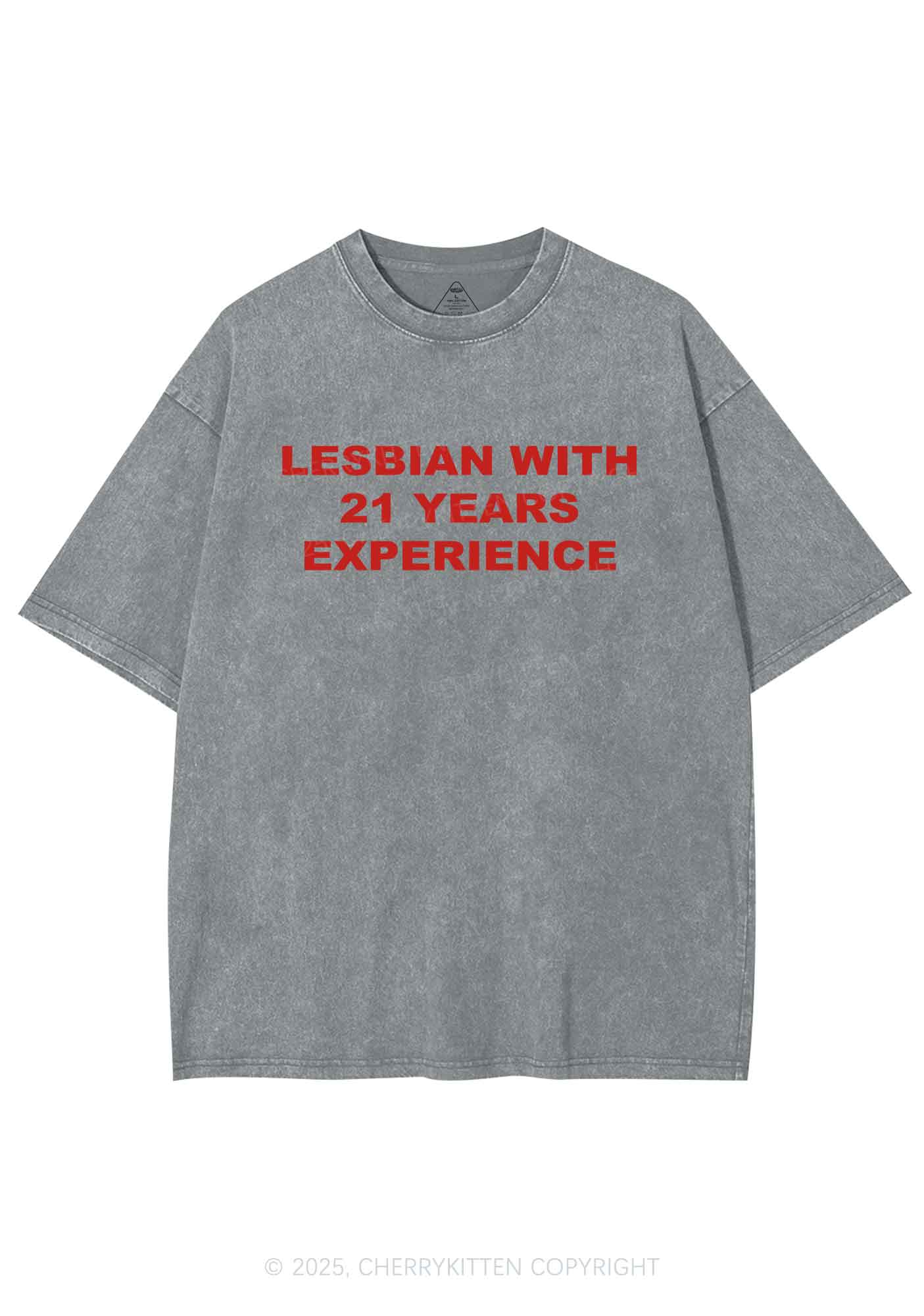 Custom Lesbian Experience Pride Y2K Shirts Washed Tee Cherrykitten