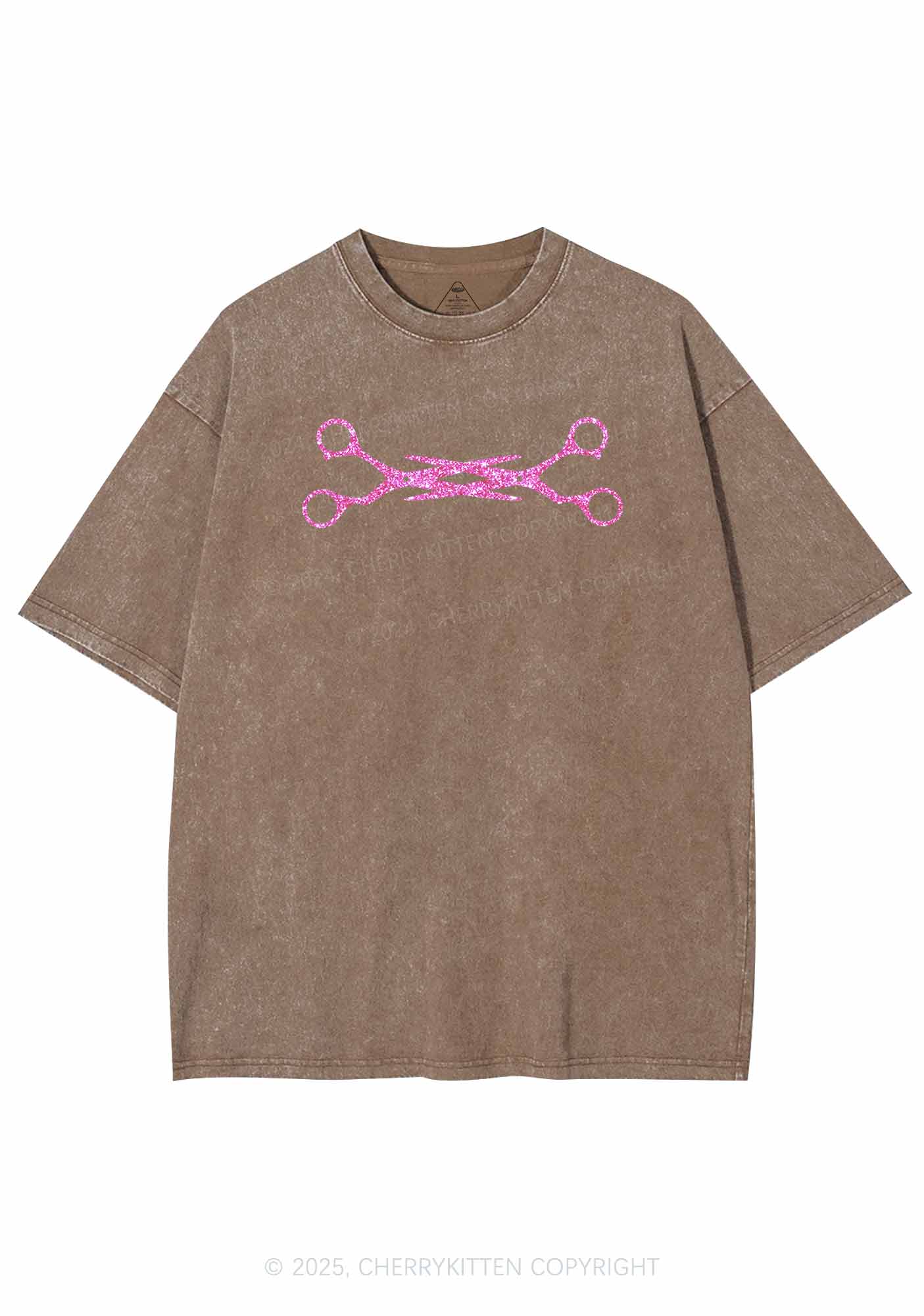 Glitter Pink Scissor Pride Y2K Shirts Washed Tee Cherrykitten