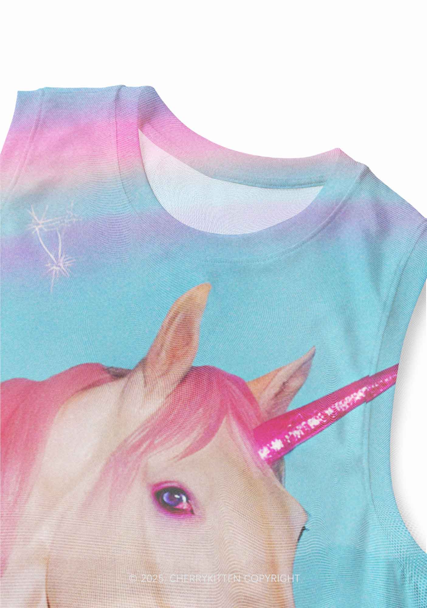 Colorful Unicorn Y2K Mesh Muscle Tank Cherrykitten