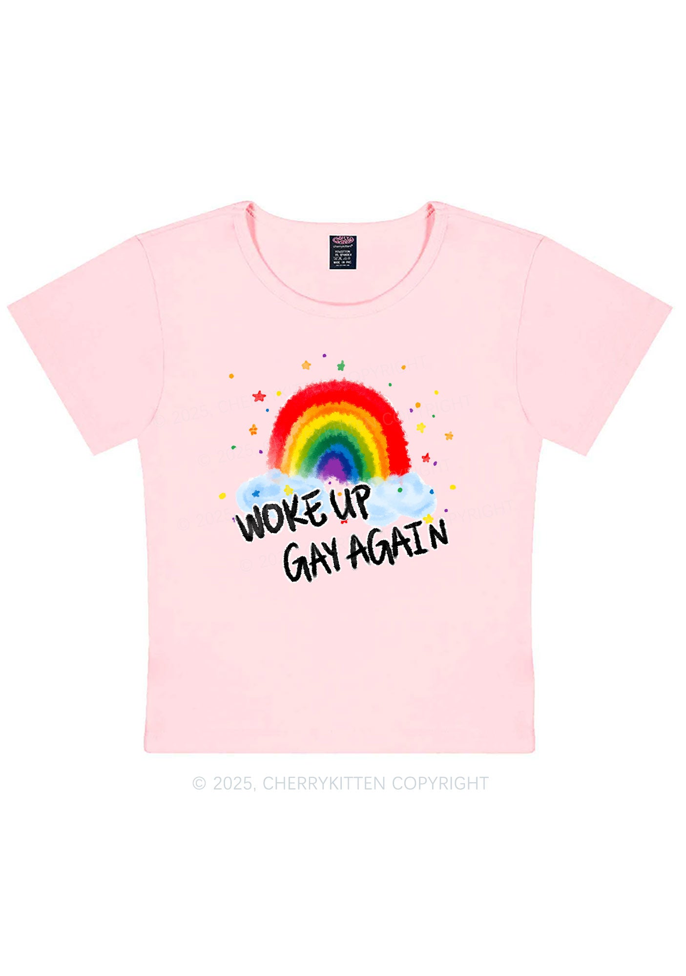 Woke Up Gay Again Y2K Baby Tee Cherrykitten