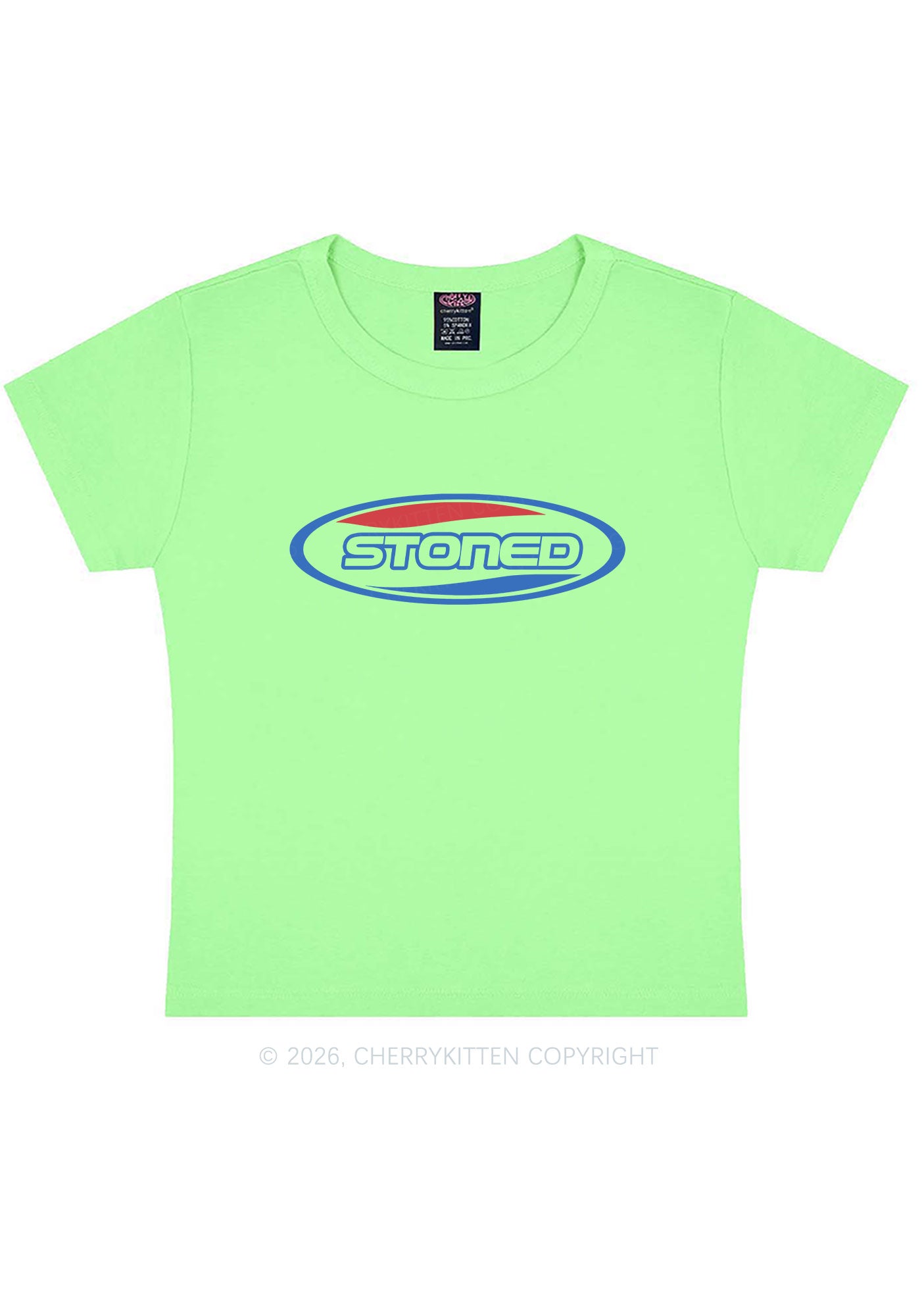 Stoned Slogan Y2K Baby Tee Cherrykitten