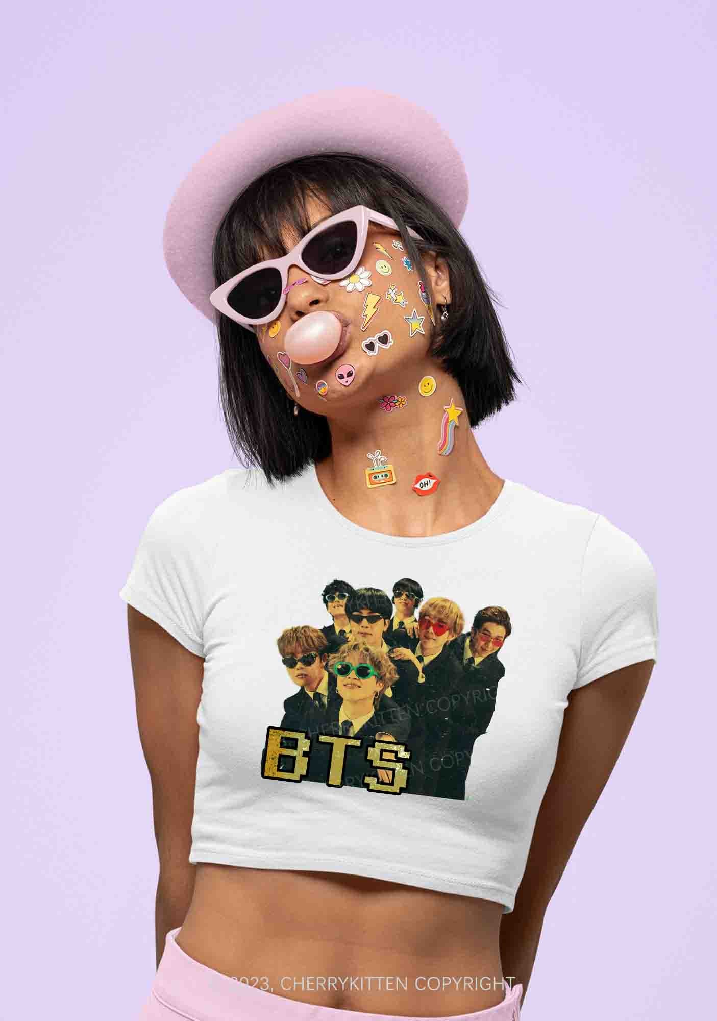 Vintage Bangtan Boys Kpop Y2K Baby Tee Cherrykitten