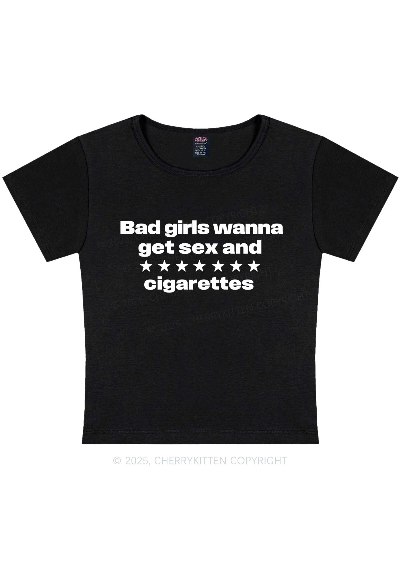 Wanna Sxx Cigarettes Y2K Baby Tee Cherrykitten