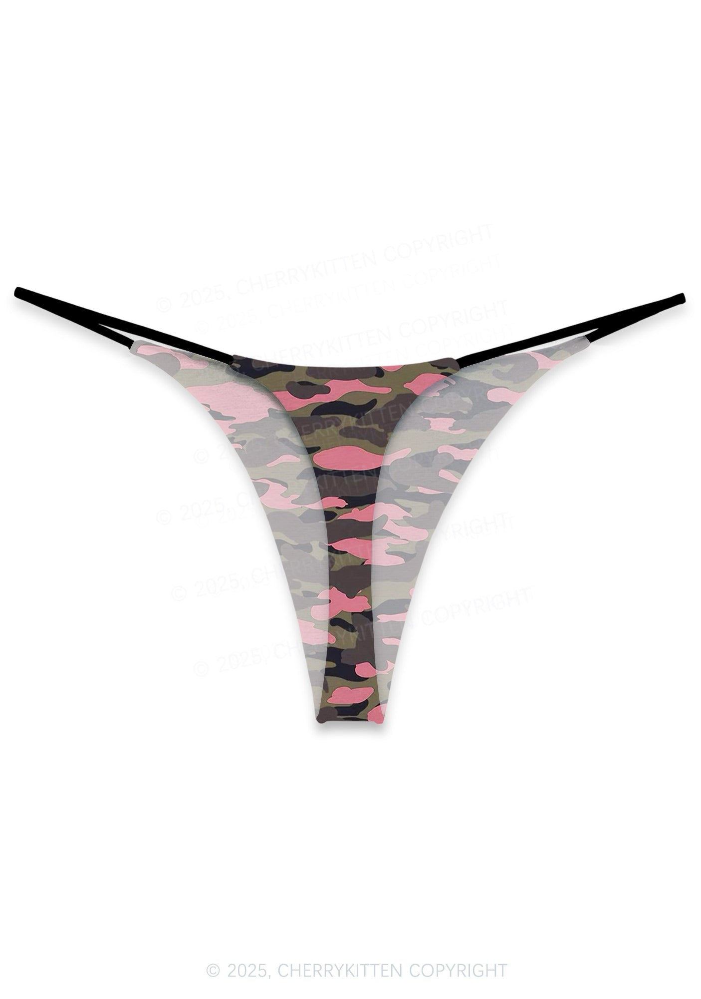 Pink Camouflage Y2K Print Bikini String Thong Cherrykitten