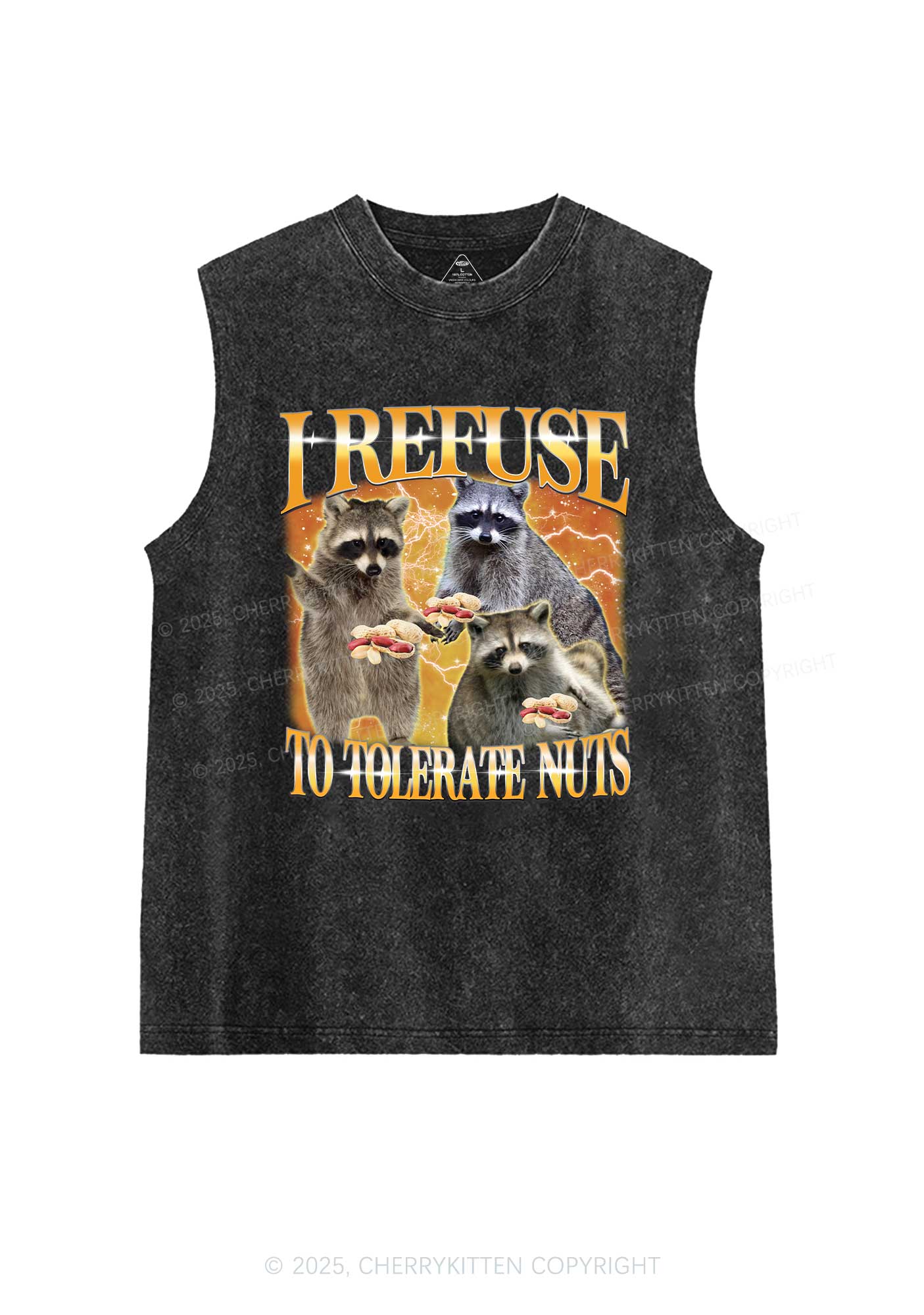 Retro Raccoon Nuts Y2K Washed Muscle Tank Cherrykitten