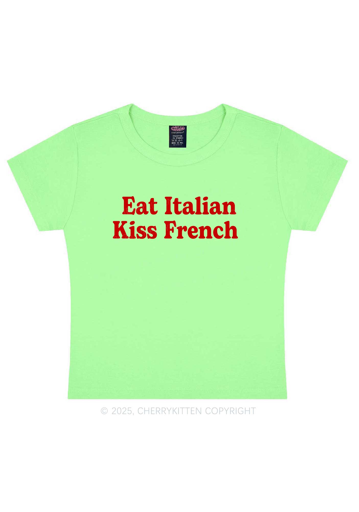 Eat Italian Kiss French Y2K Baby Tee Cherrykitten