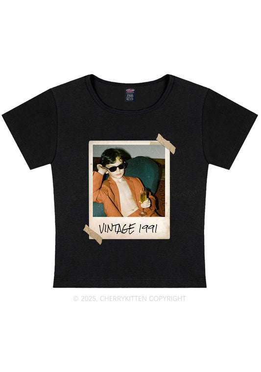 Custom Vintage Photo And Year Y2K Baby Tee Cherrykitten