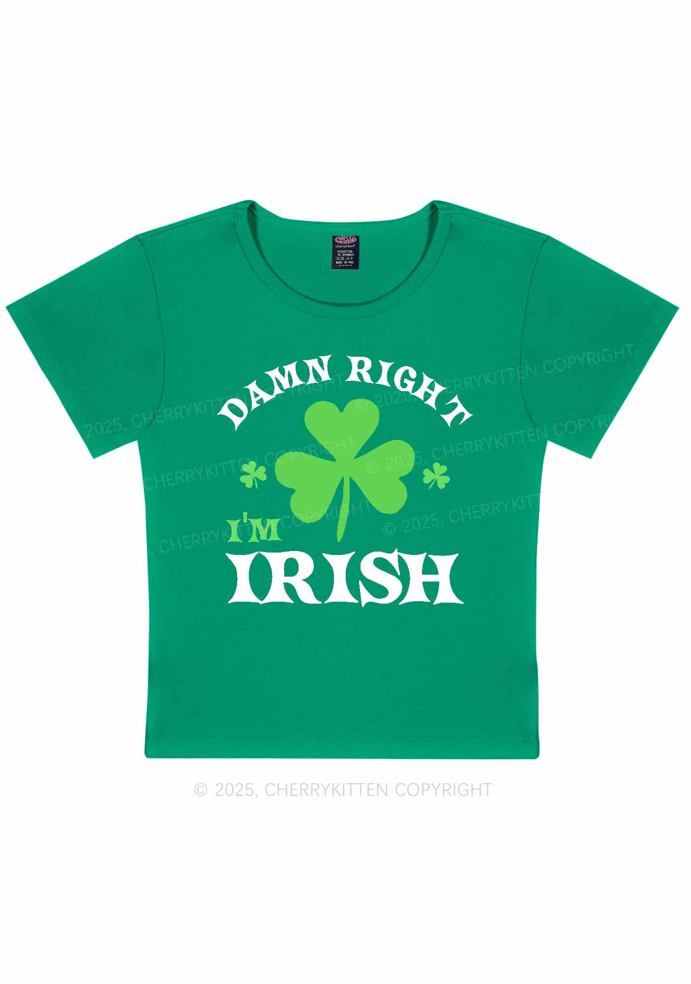 Damn Right Im Irish St Patricks Y2K Baby Tee Cherrykitten