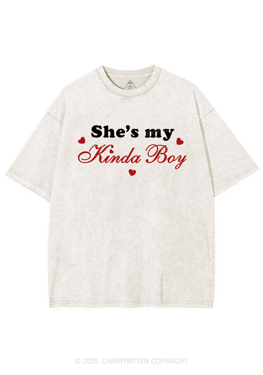Shes My Kinda Boy Pride Y2K Shirts Washed Tee Cherrykitten