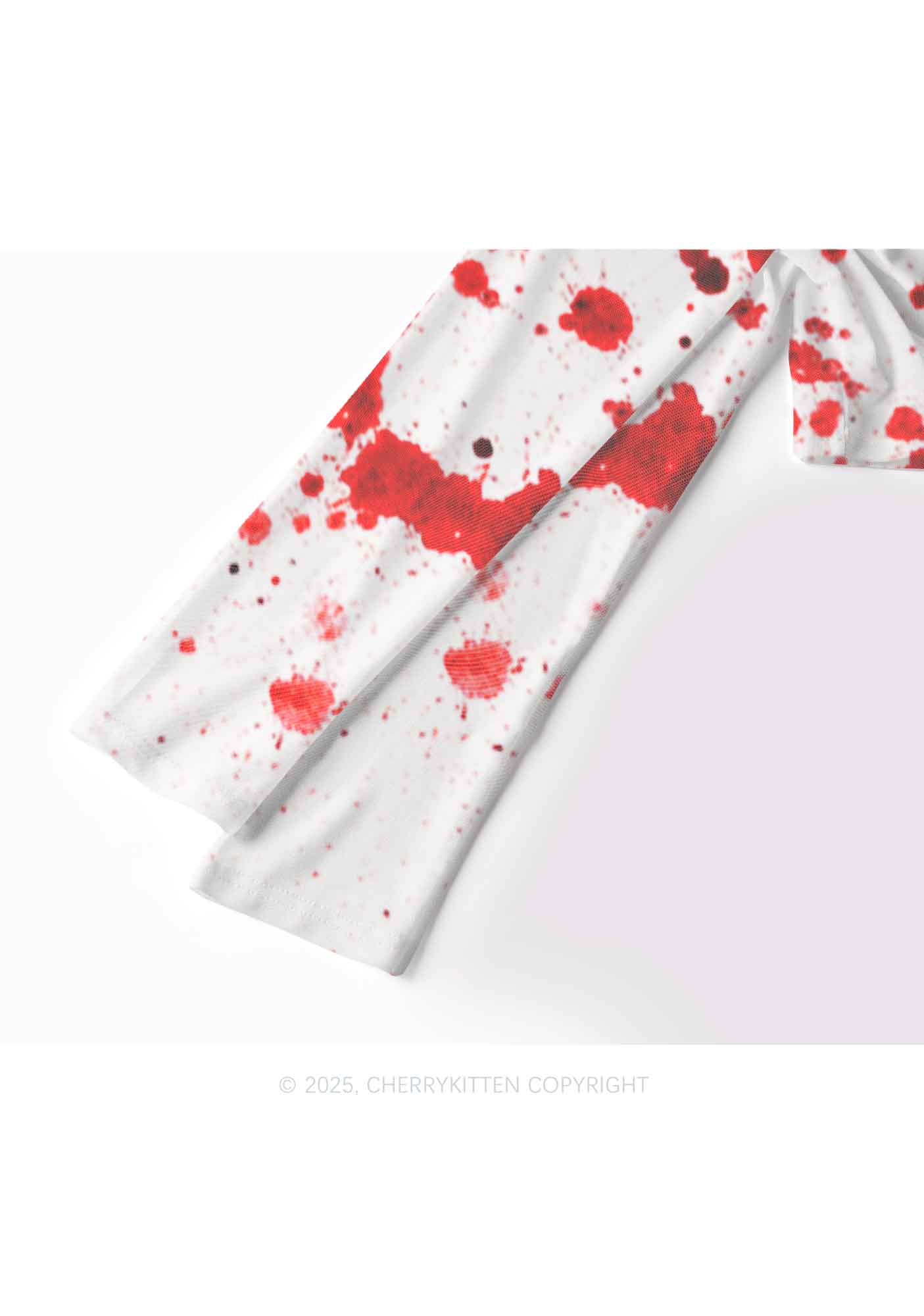 Halloween Bloody Ghost Y2K Mesh Long Sleeve Crop Top Cherrykitten