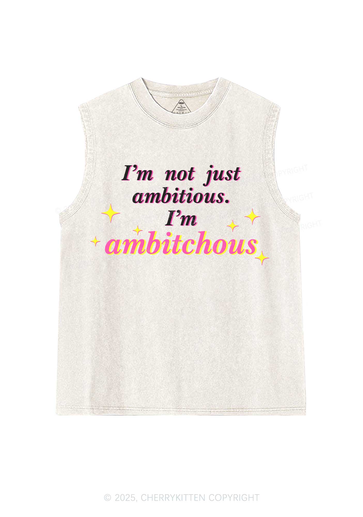 Not Ambitious Im Ambxxchous Y2K Washed Muscle Tank Cherrykitten