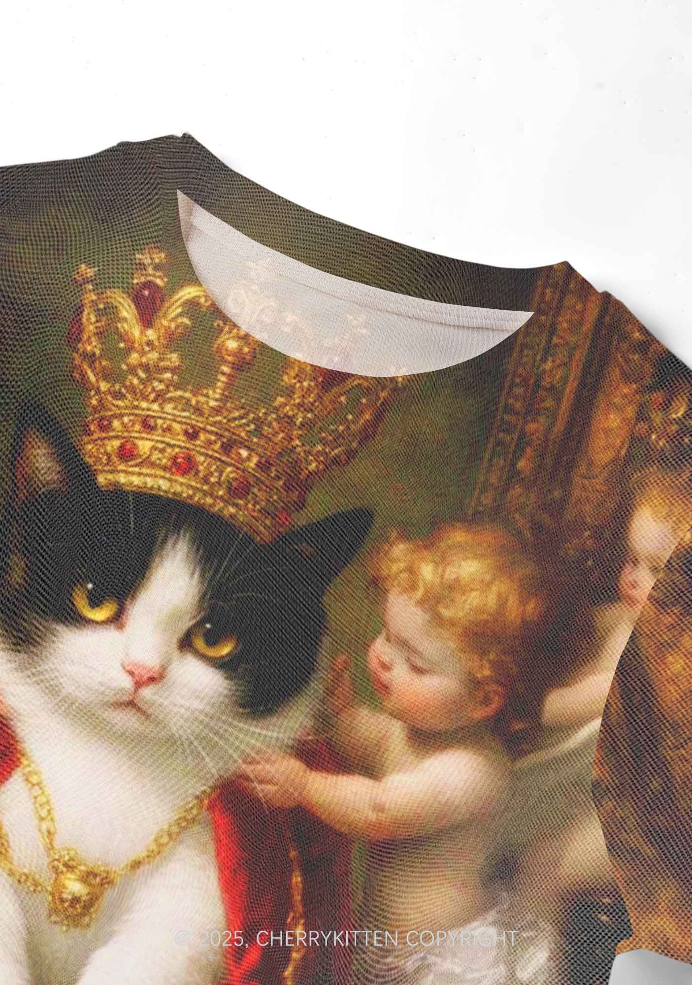 The Cat King And Angels Y2K Mesh Crop Top Cherrykitten