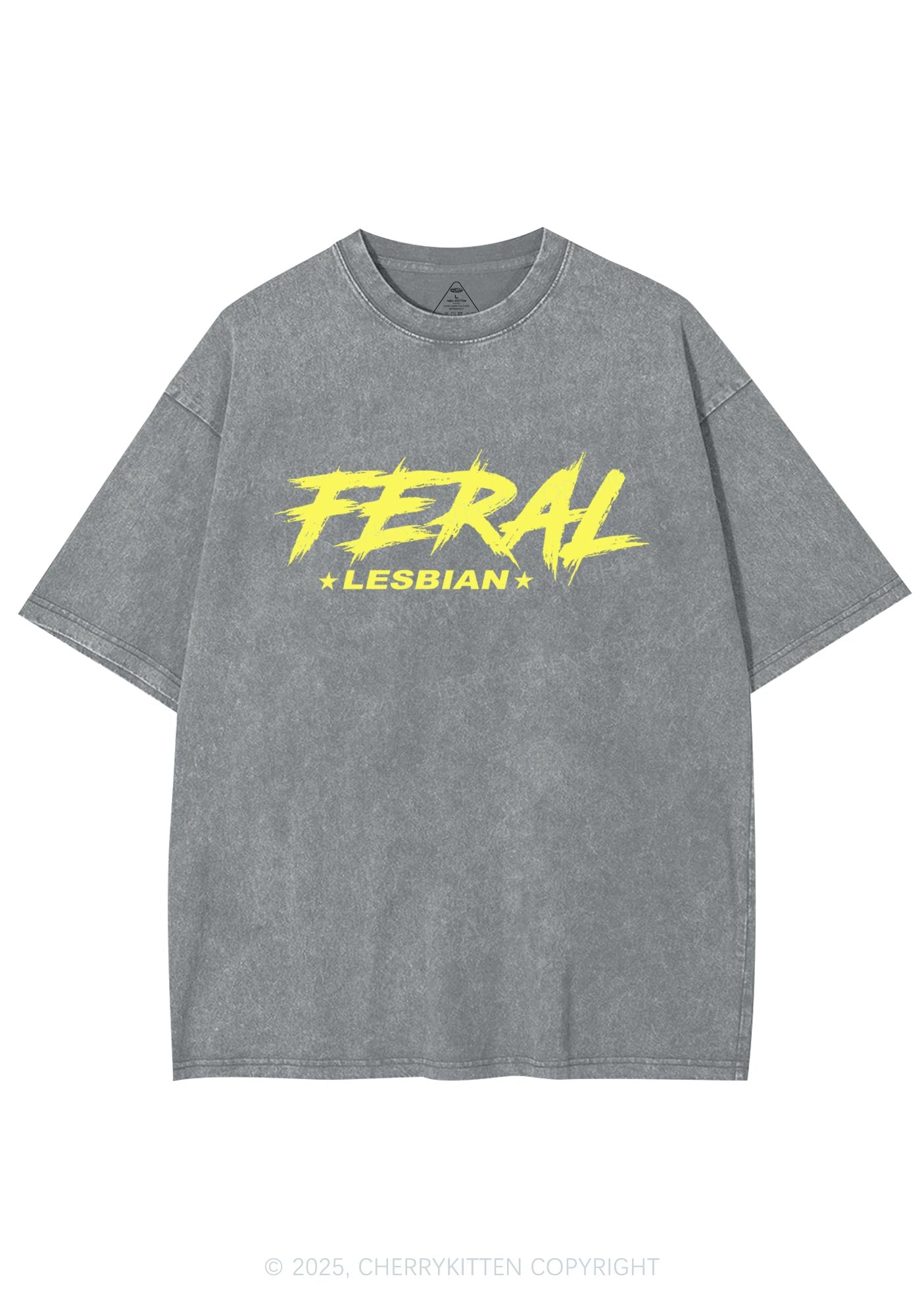 Feral Lesbian Pride Y2K Shirts Washed Tee Cherrykitten