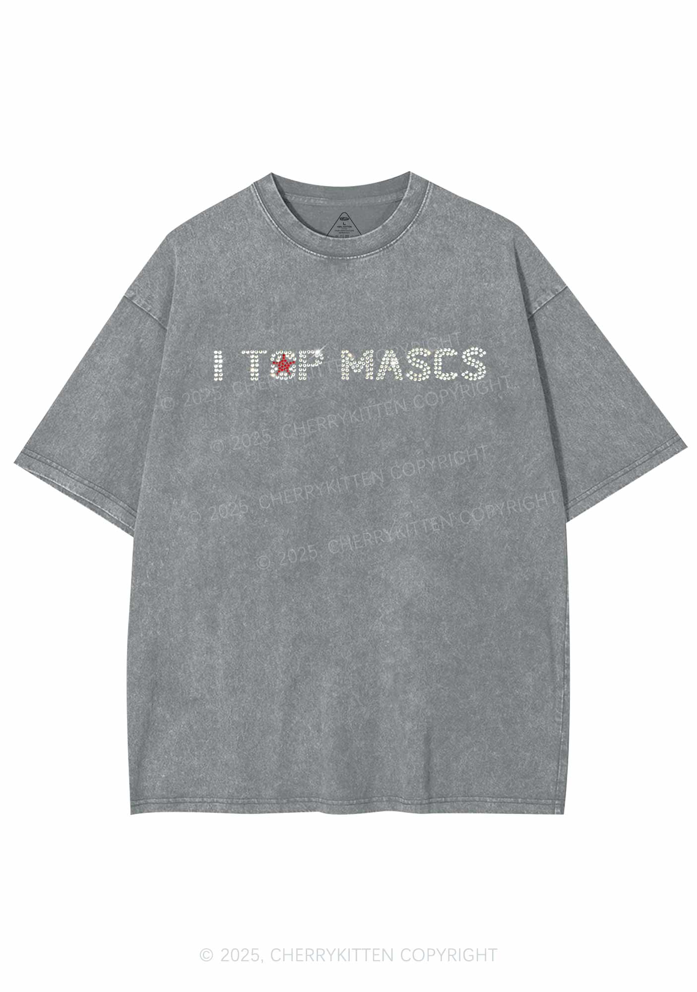 Rhinestone I Top Mascs Pride Y2K Shirts Washed Tee Cherrykitten
