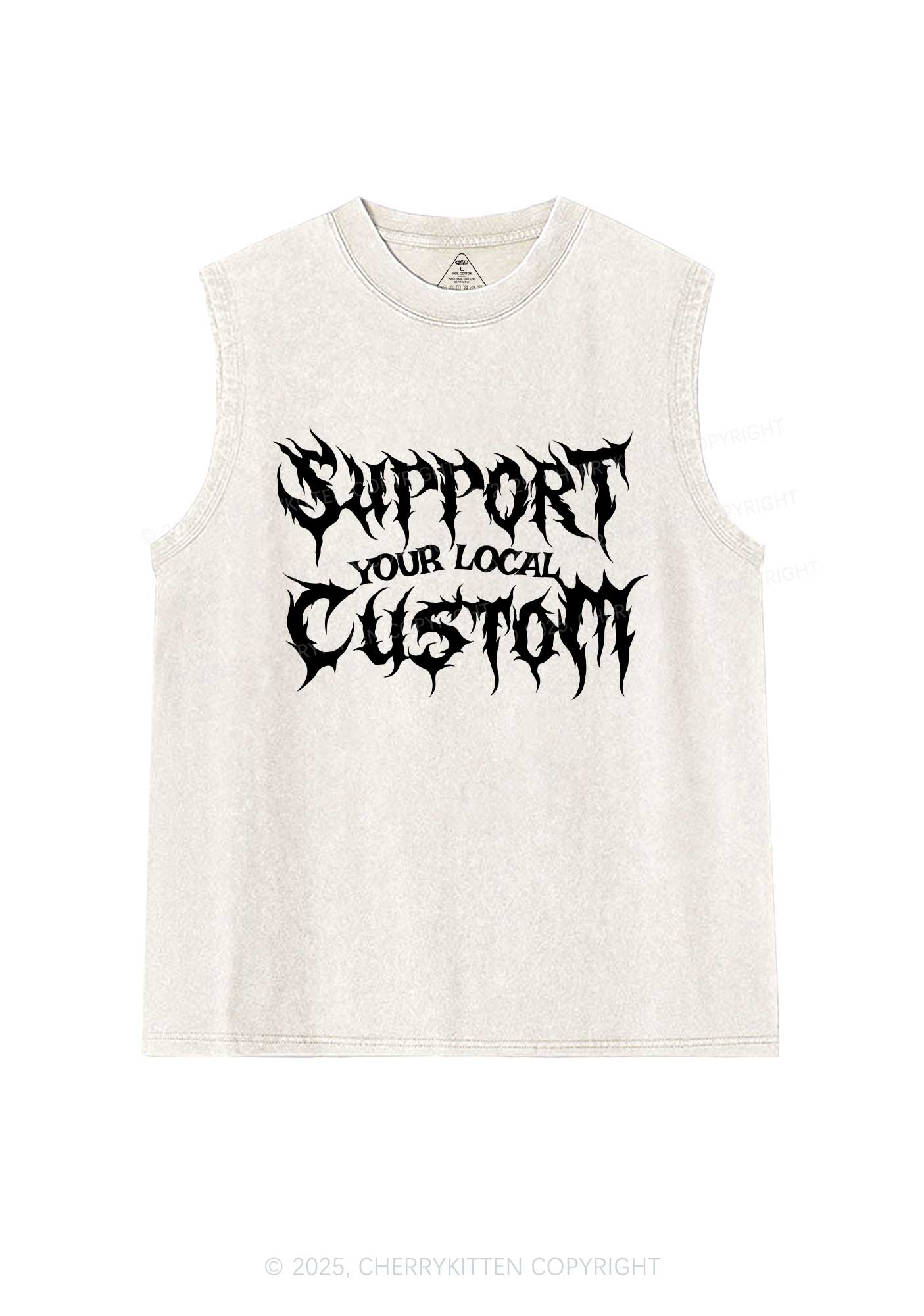 Custom Support Your Local Y2K Washed Muscle Tank Cherrykitten