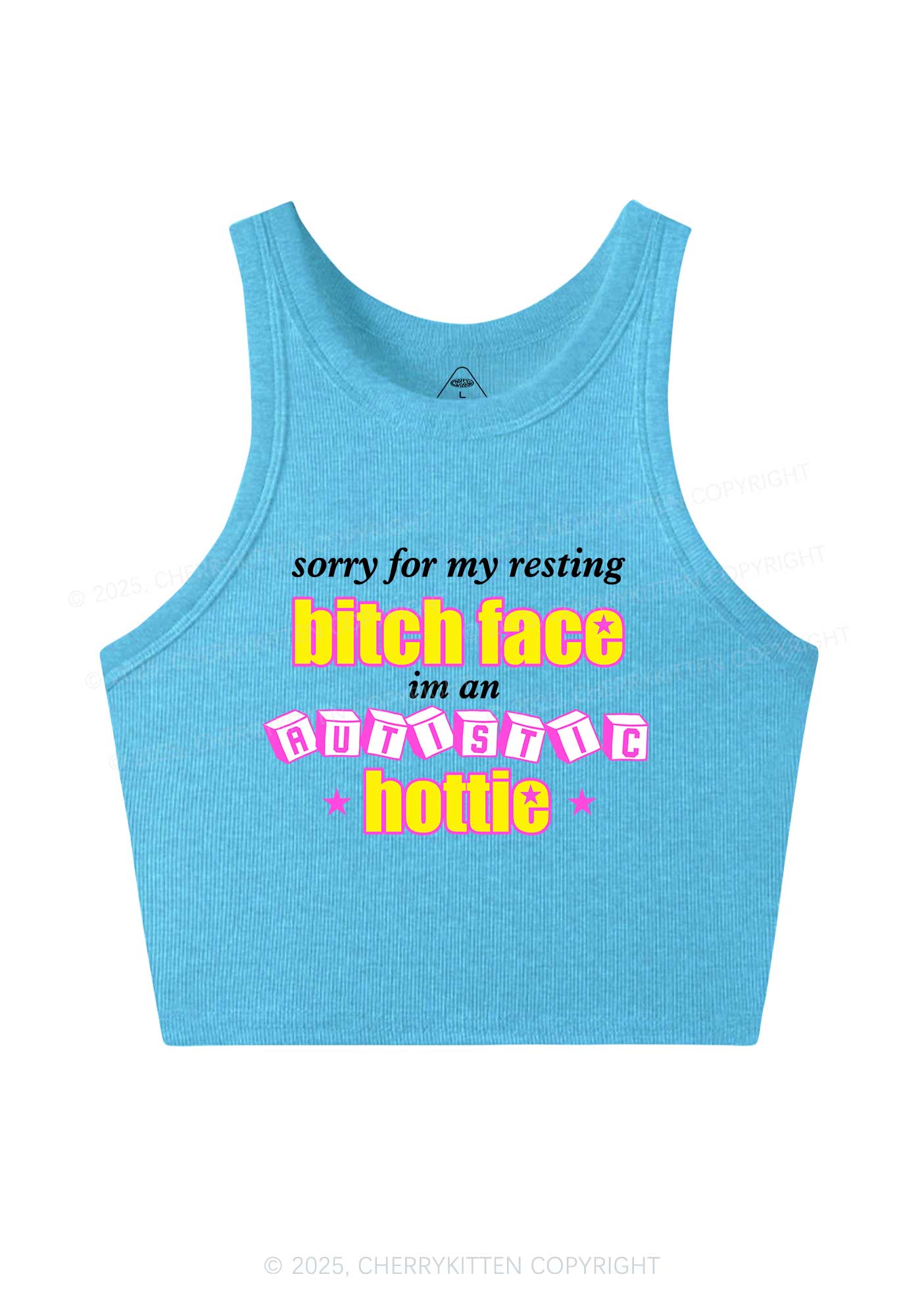 Autistic Hottie Y2K Crop Tank Top Cherrykitten
