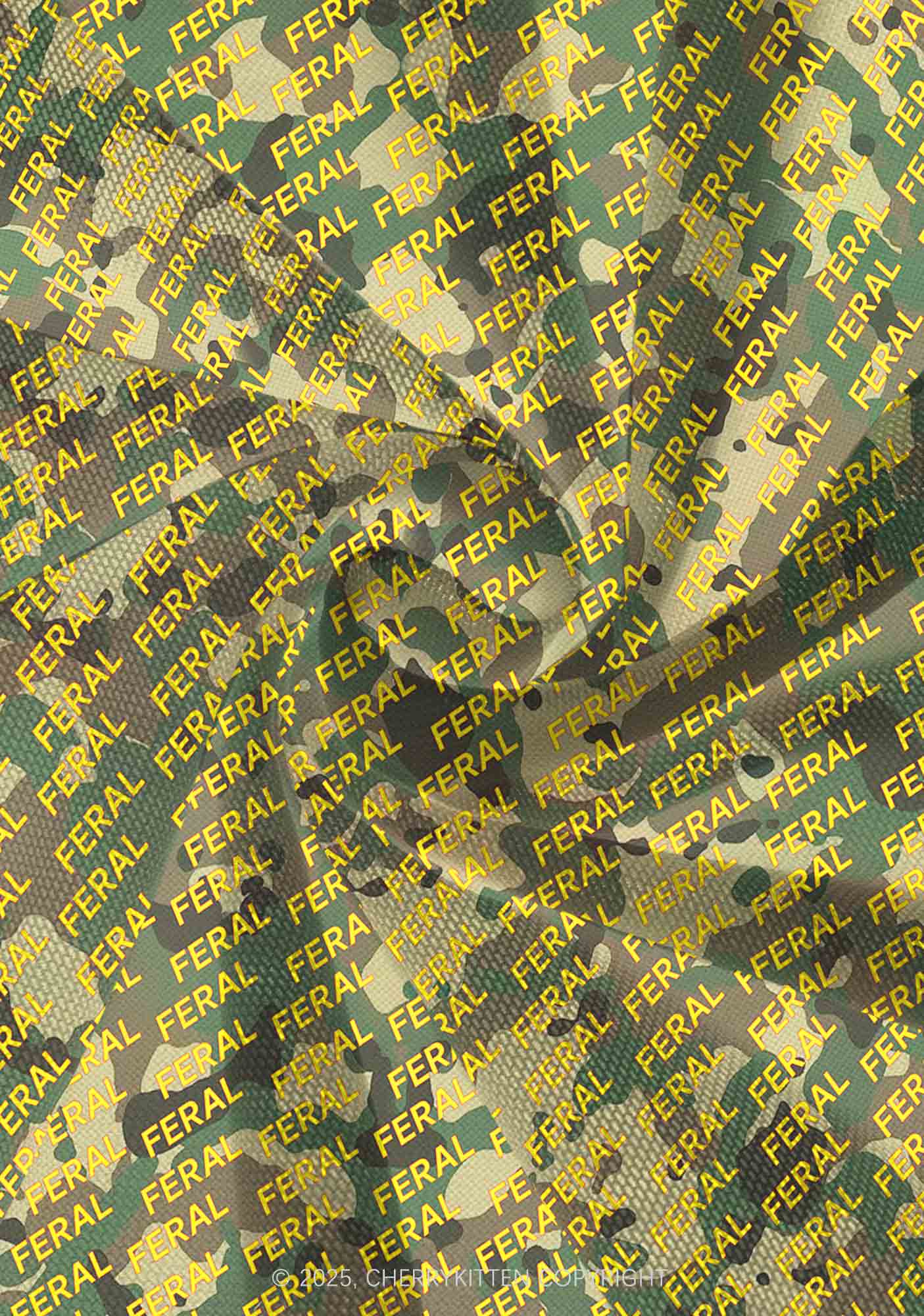 Wild Camouflage Feral Y2K Mesh Slip Dress With Scarf Set Cherrykitten