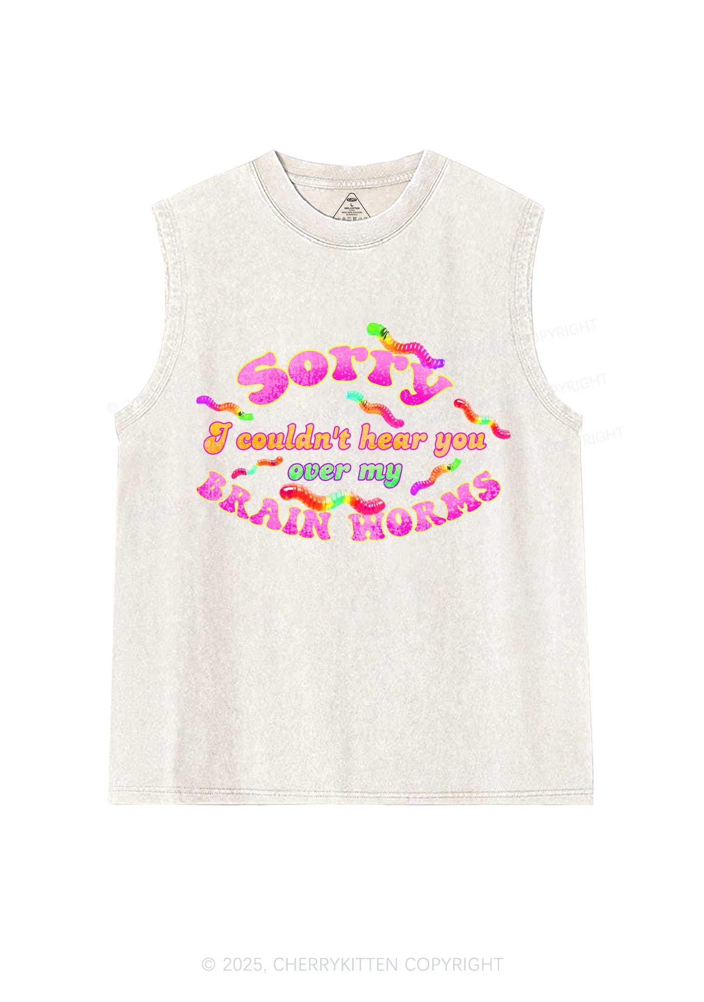 Brain Worms Y2K Washed Muscle Tank Cherrykitten