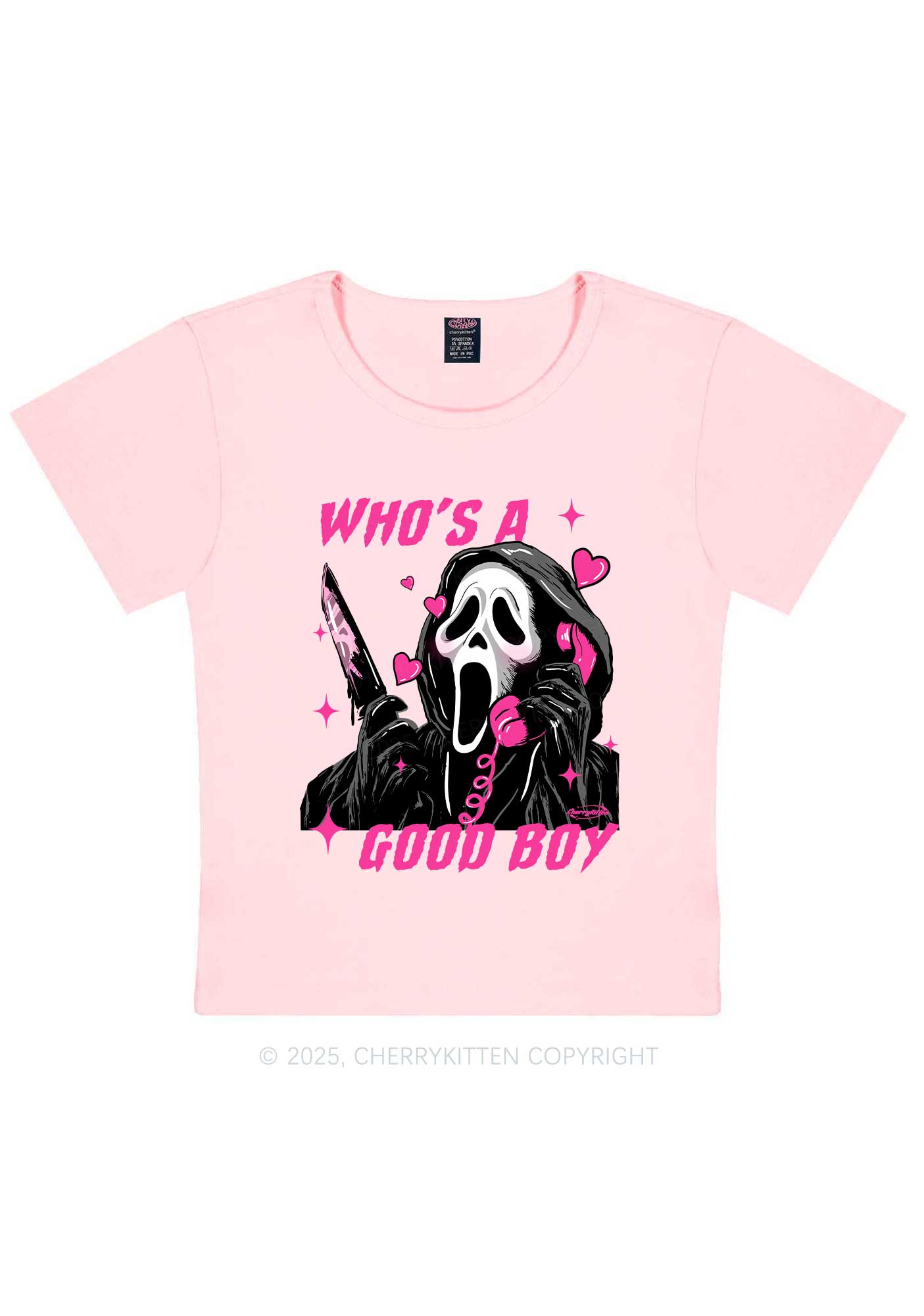Halloween Ghost Good Boy Y2K Baby Tee Cherrykitten