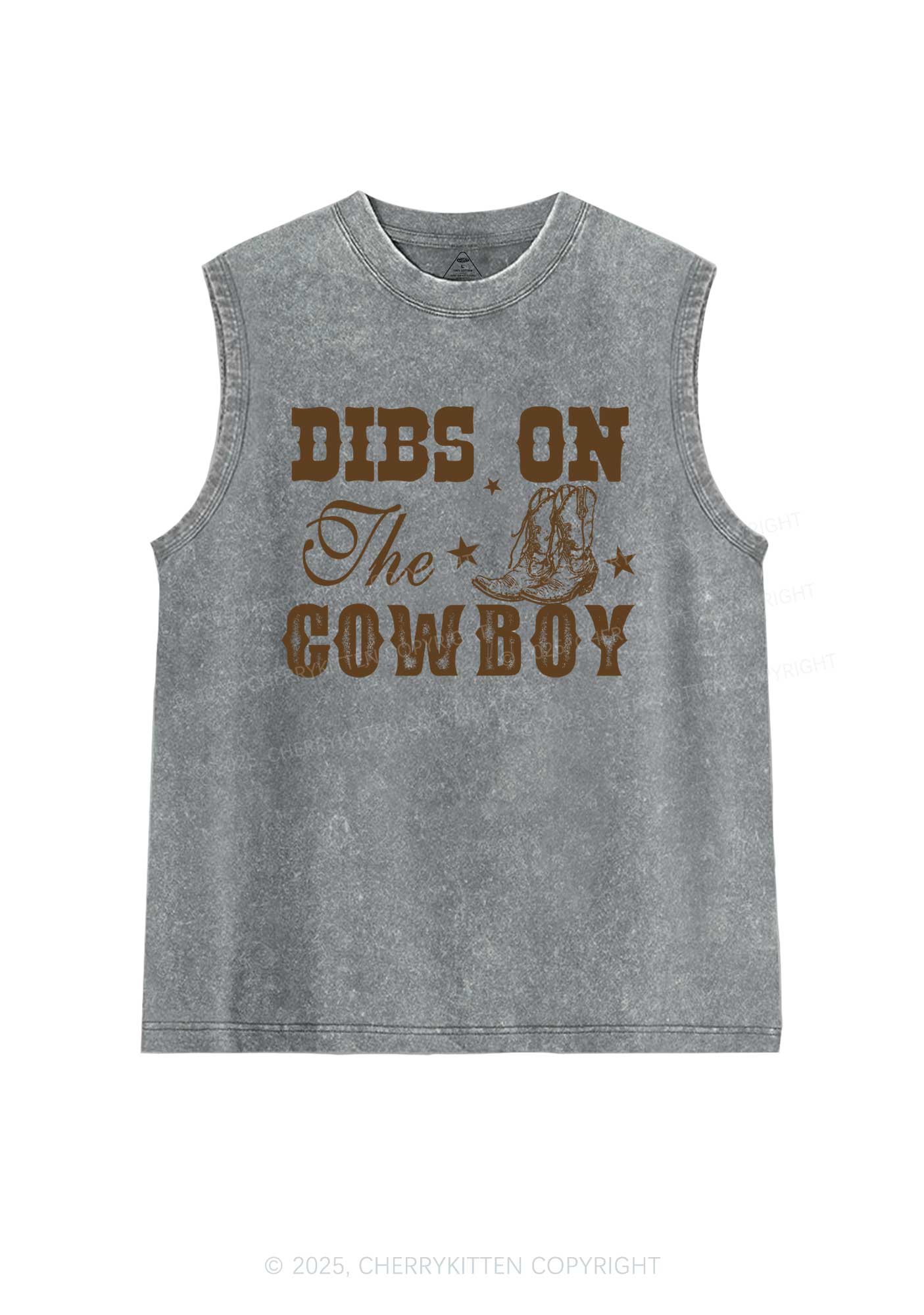 Dibs On The Cowboy Y2K Washed Muscle Tank Cherrykitten
