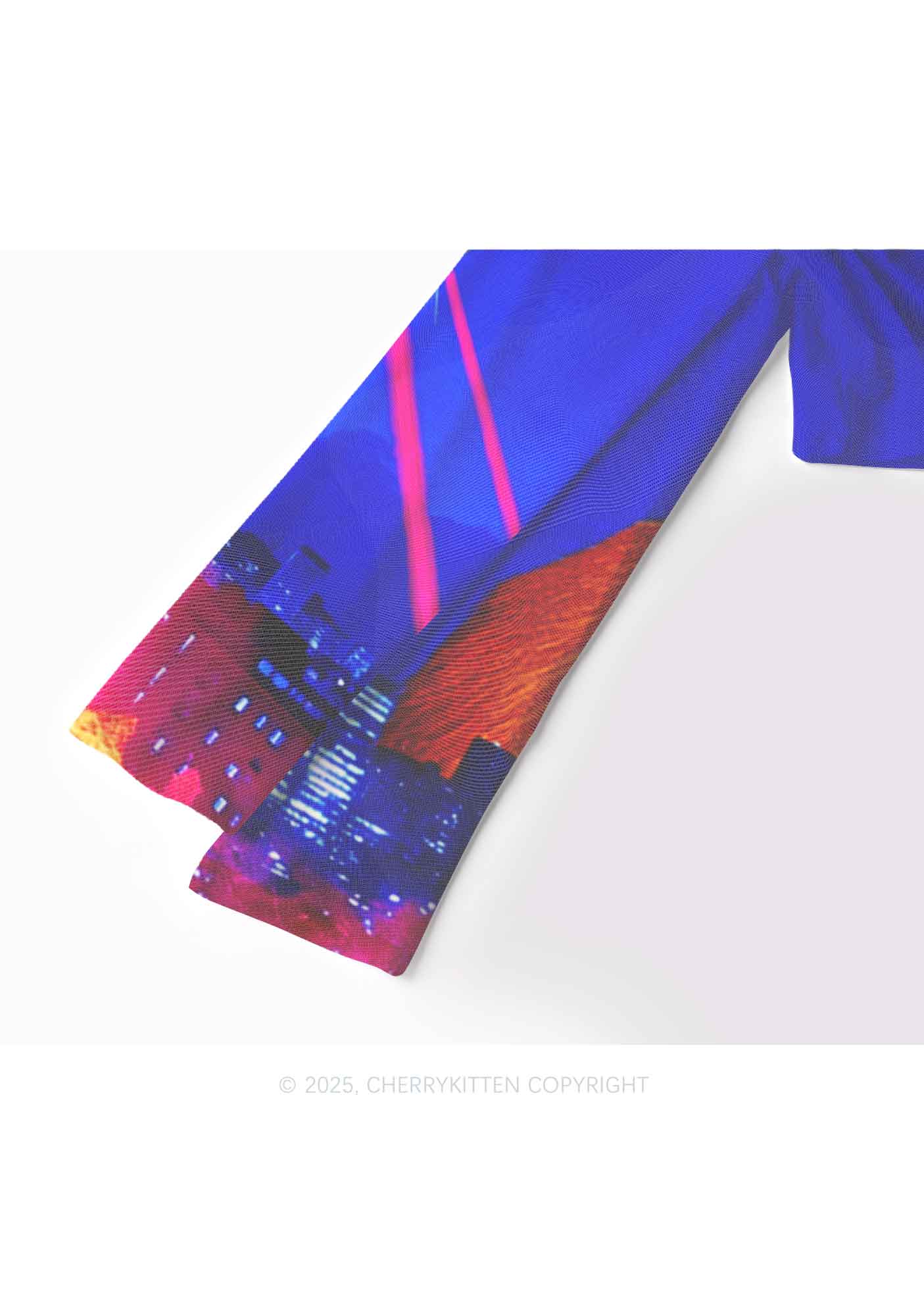 Laser Monster Capybara Y2K Mesh Long Sleeve Crop Top Cherrykitten