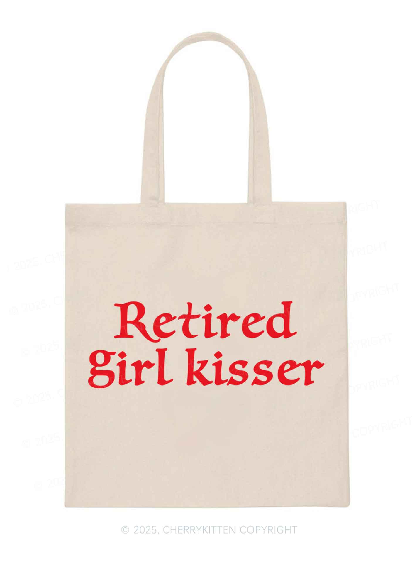Retired Girl Kisser Pride Y2K Canvas Tote Bag Cherrykitten