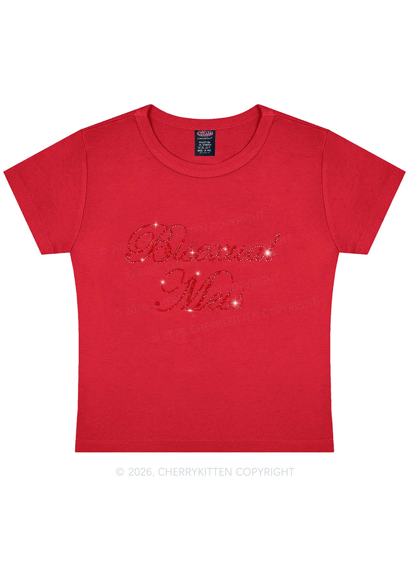 Rhinestone Bisexual Mess Pride Y2K Baby Tee Cherrykitten