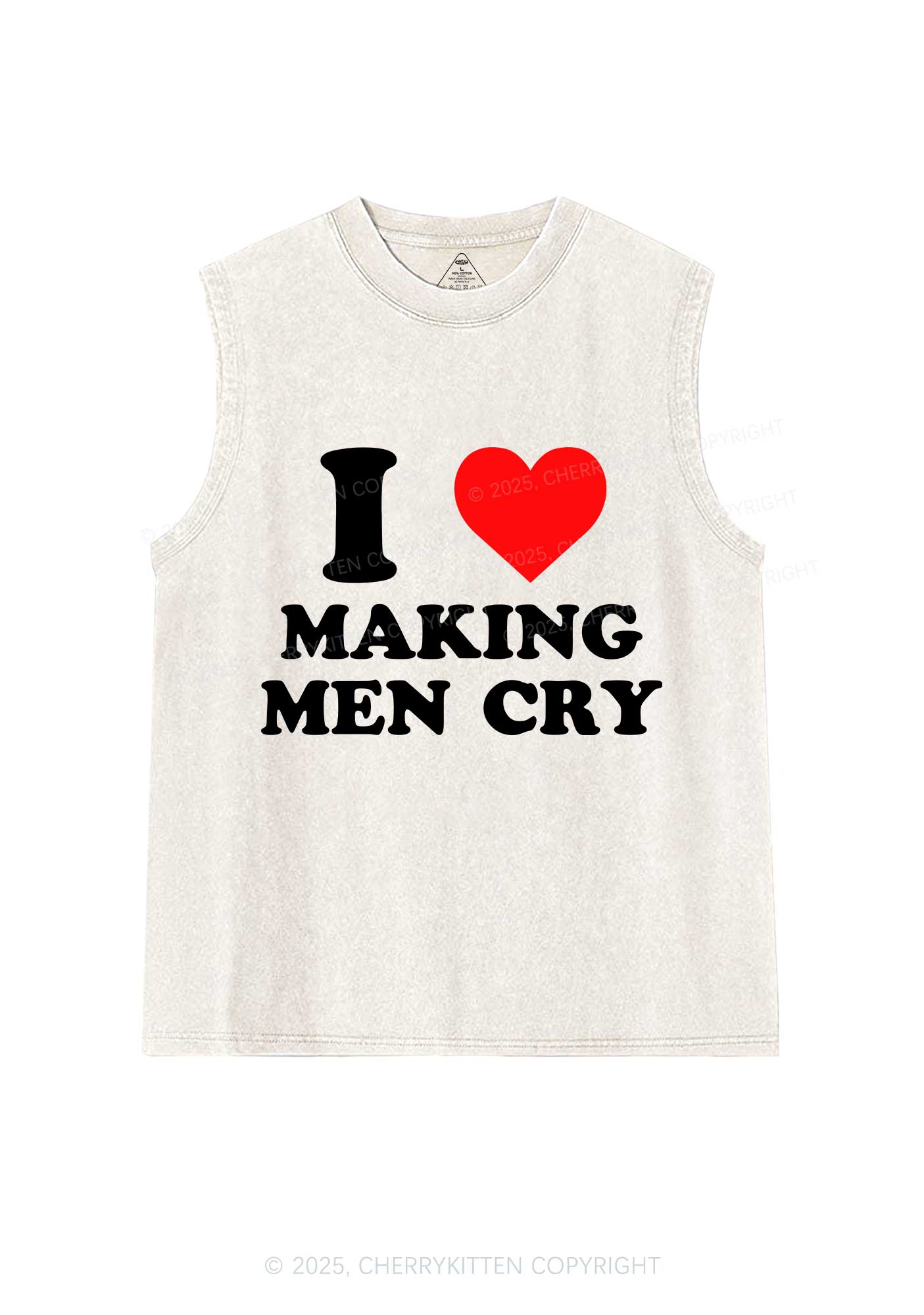I Love Making Men Cry Y2K Washed Muscle Tank Cherrykitten