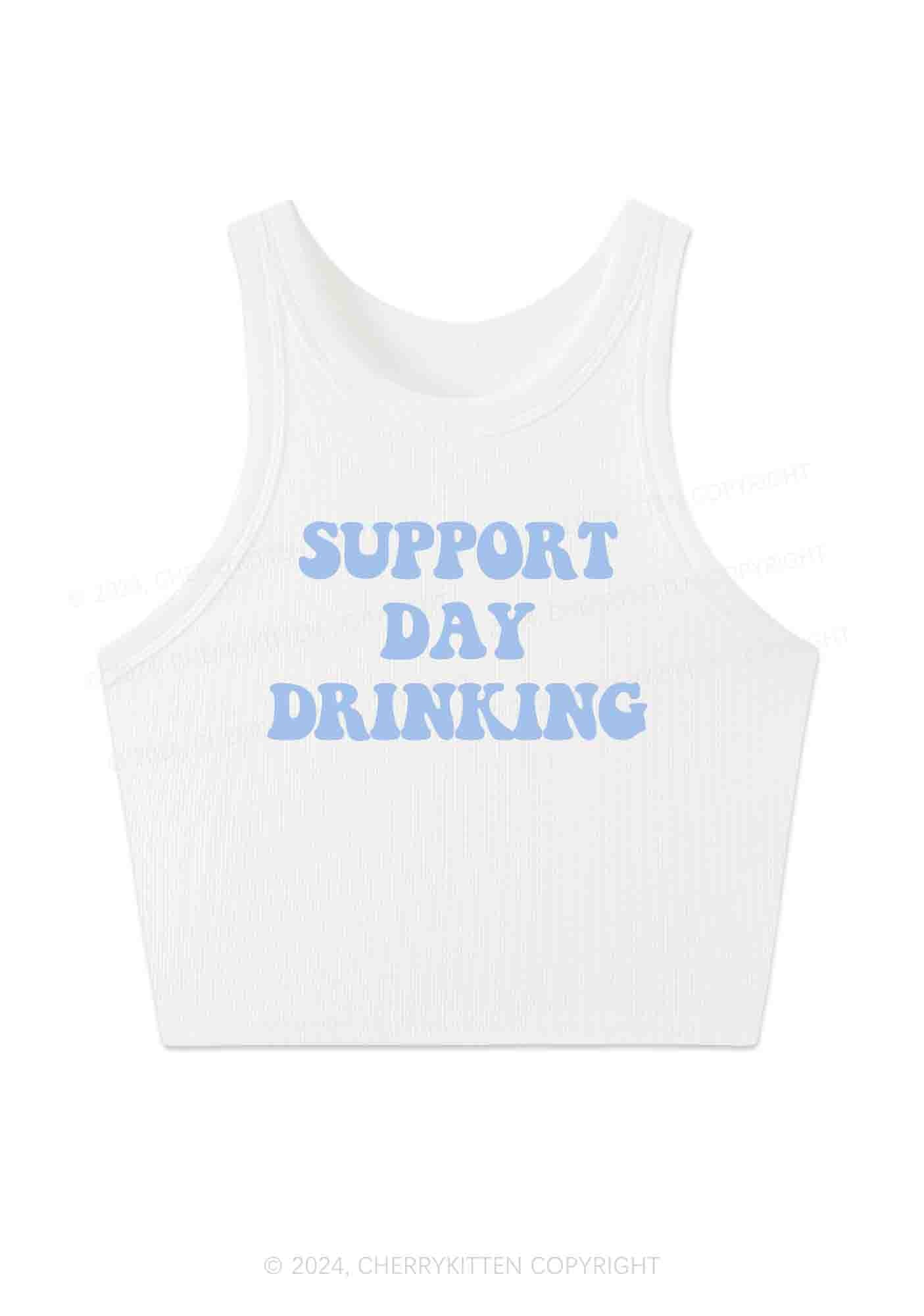 Support Day Drinking Y2K Crop Tank Top Cherrykitten