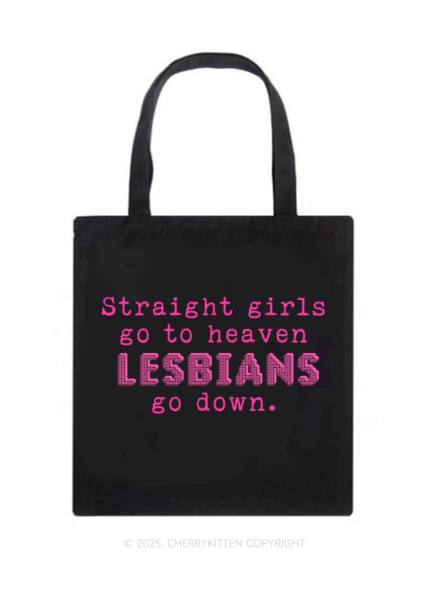 Lesbians Go Down Pride Y2K Canvas Tote Bag Cherrykitten