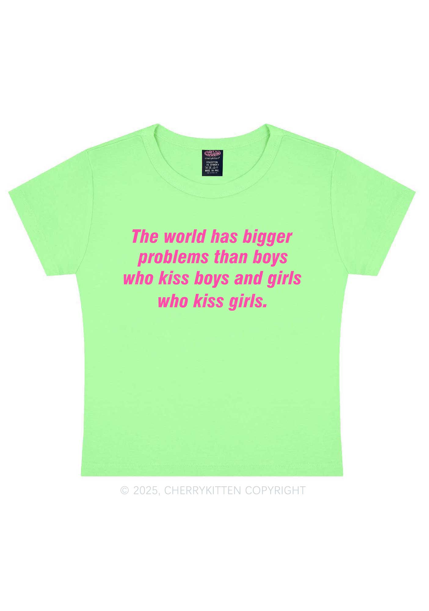 Who Kiss Girls Pride Y2K Baby Tee Cherrykitten