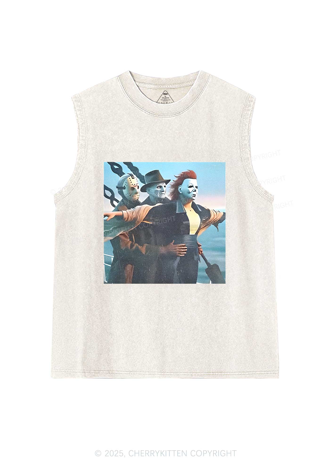 Halloween Horror Characters Y2K Washed Muscle Tank Cherrykitten