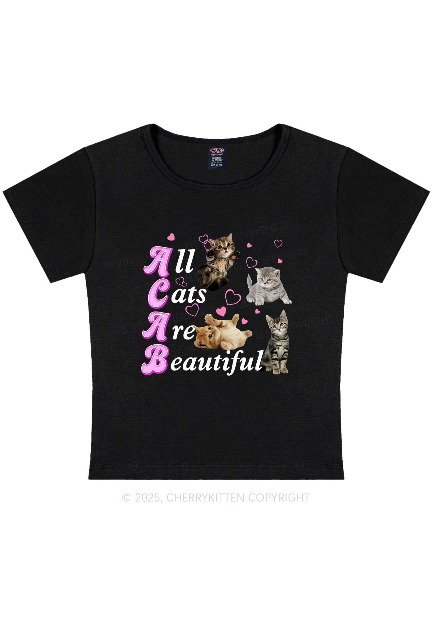 All Cats Are Beautiful Y2K Baby Tee Cherrykitten