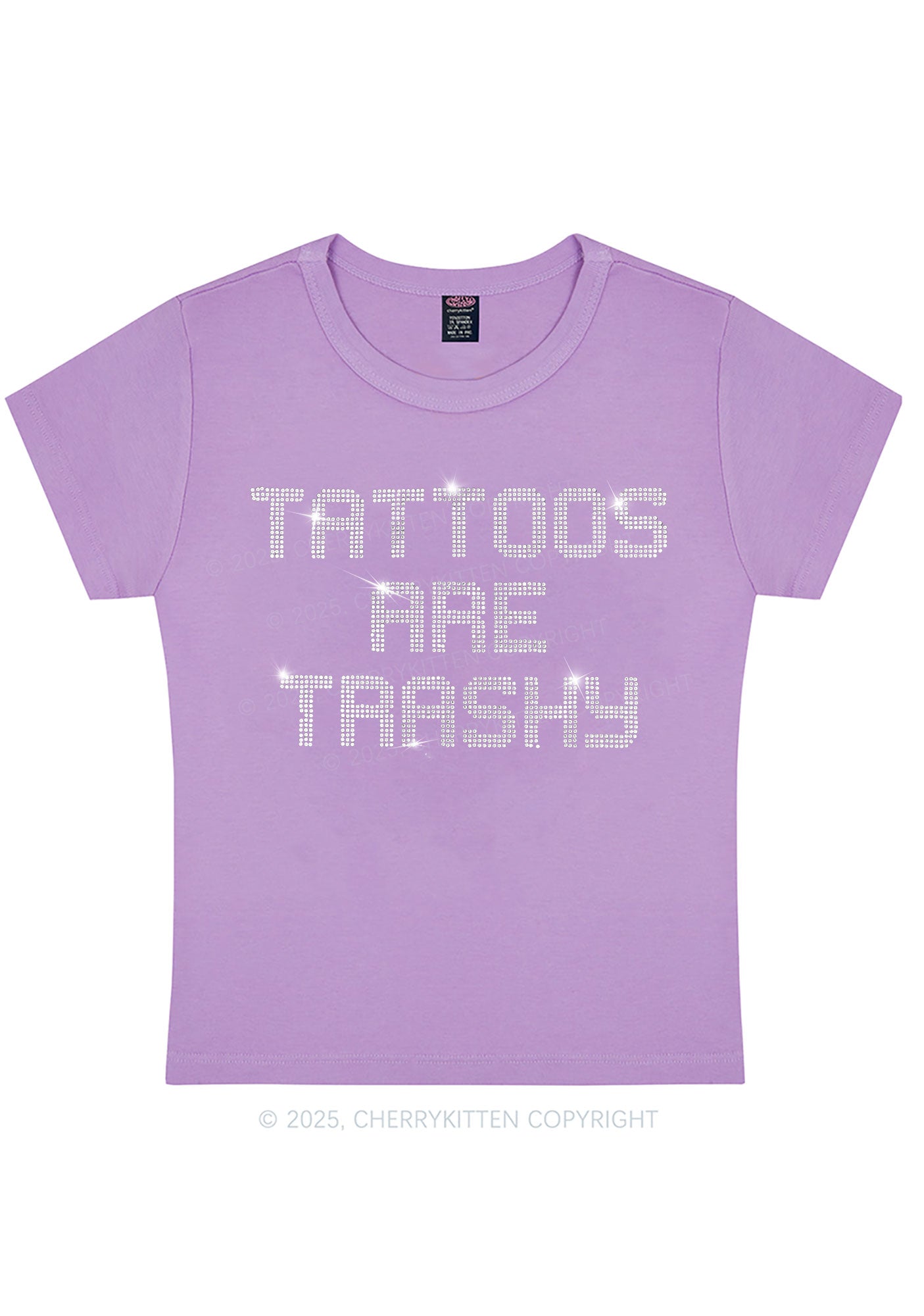 Rhinestone Tattoos Are Trashy Y2K Baby Tee Cherrykitten