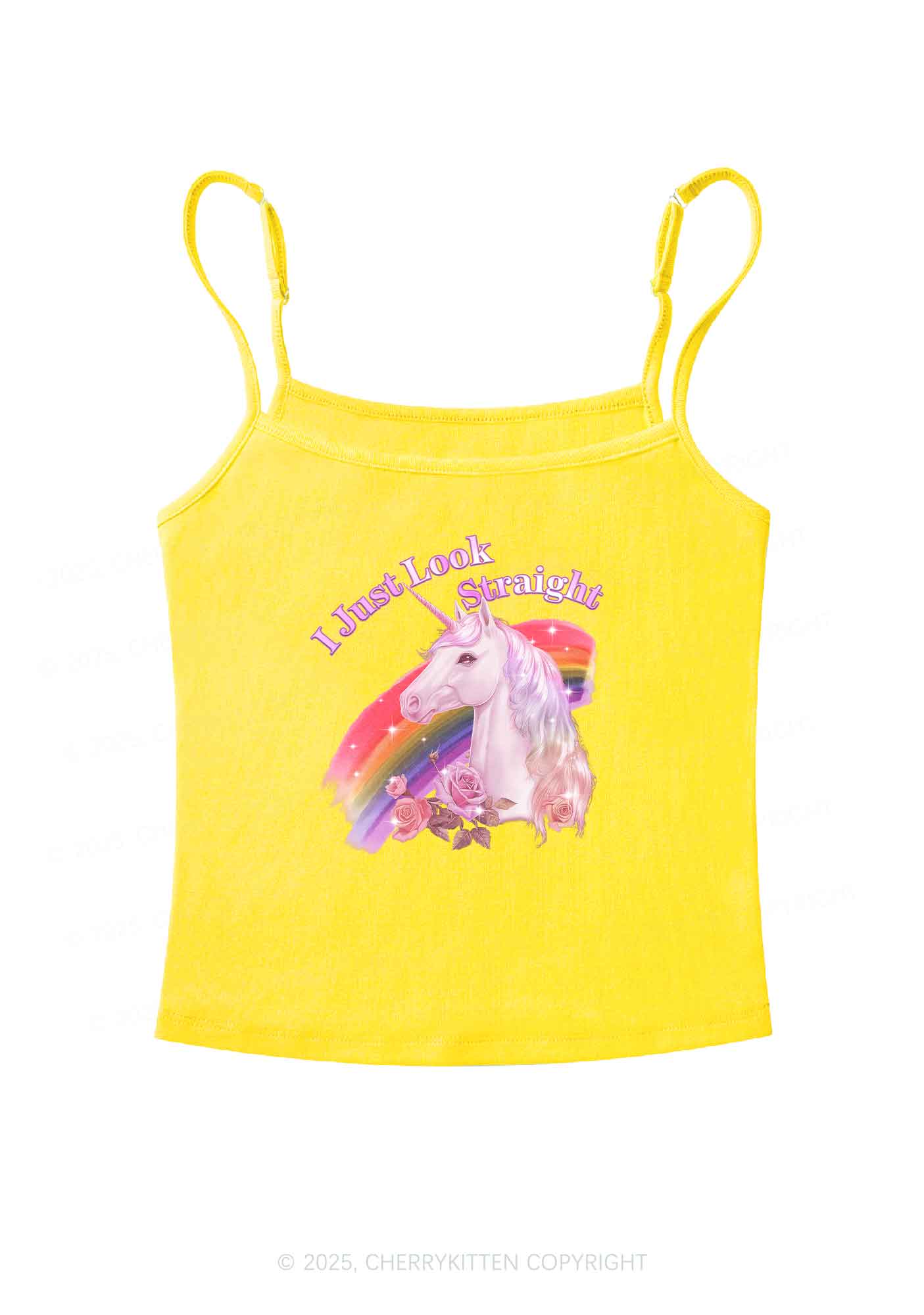 Look Straight Unicorn Pride Y2K Spaghetti Strap Cami Cherrykitten