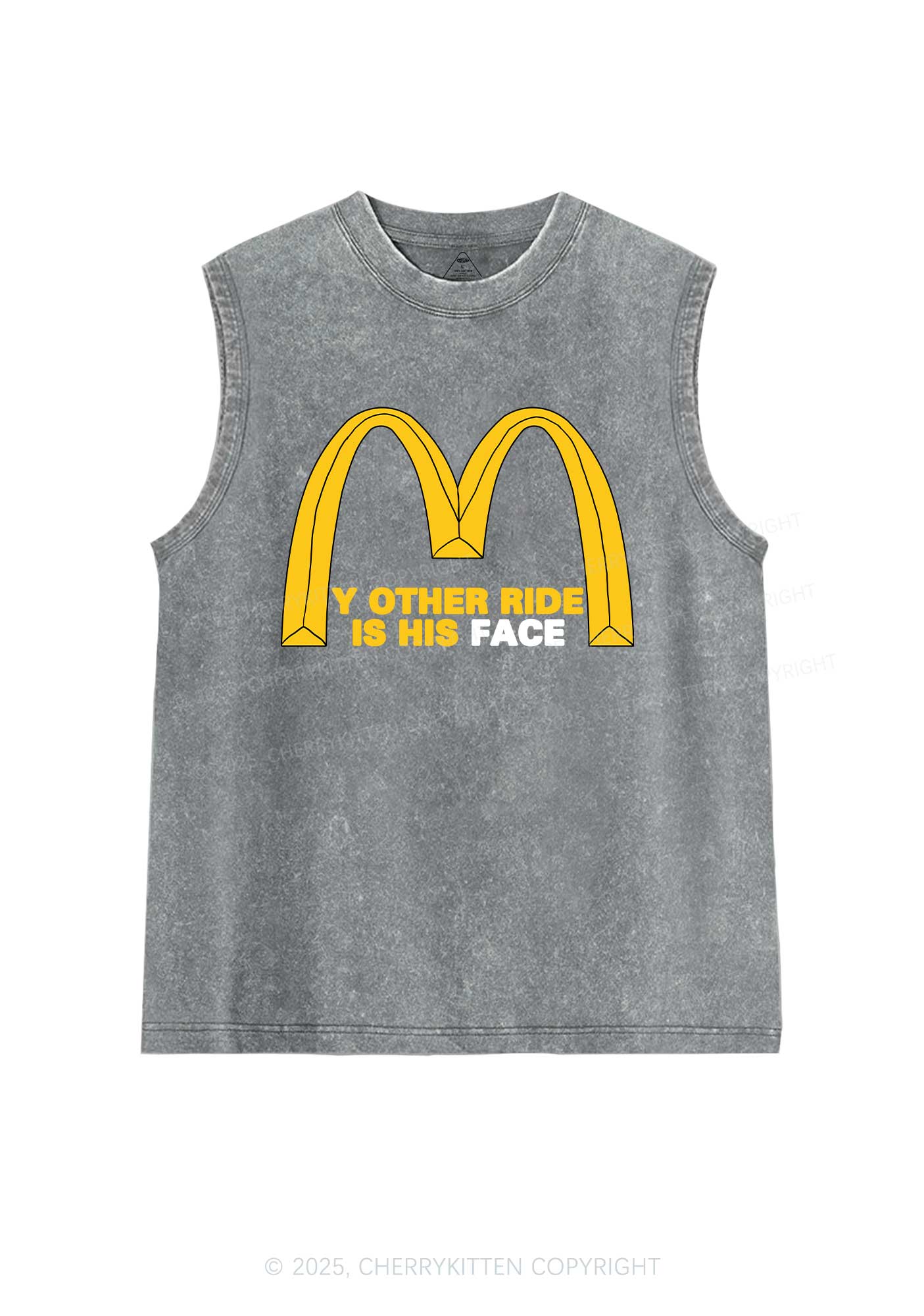 Ride His Face Y2K Washed Muscle Tank Cherrykitten