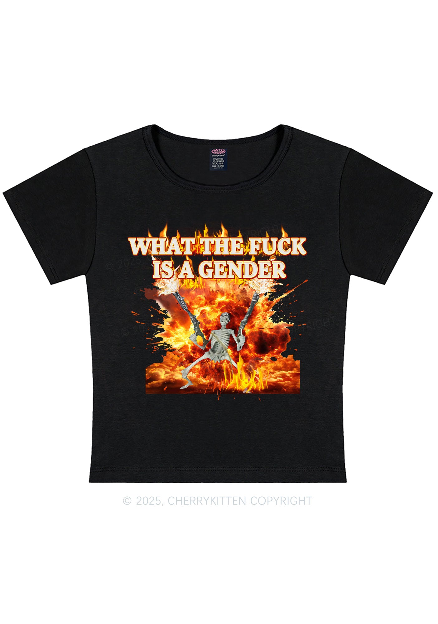 Skeleton Gender Y2K Baby Tee Cherrykitten